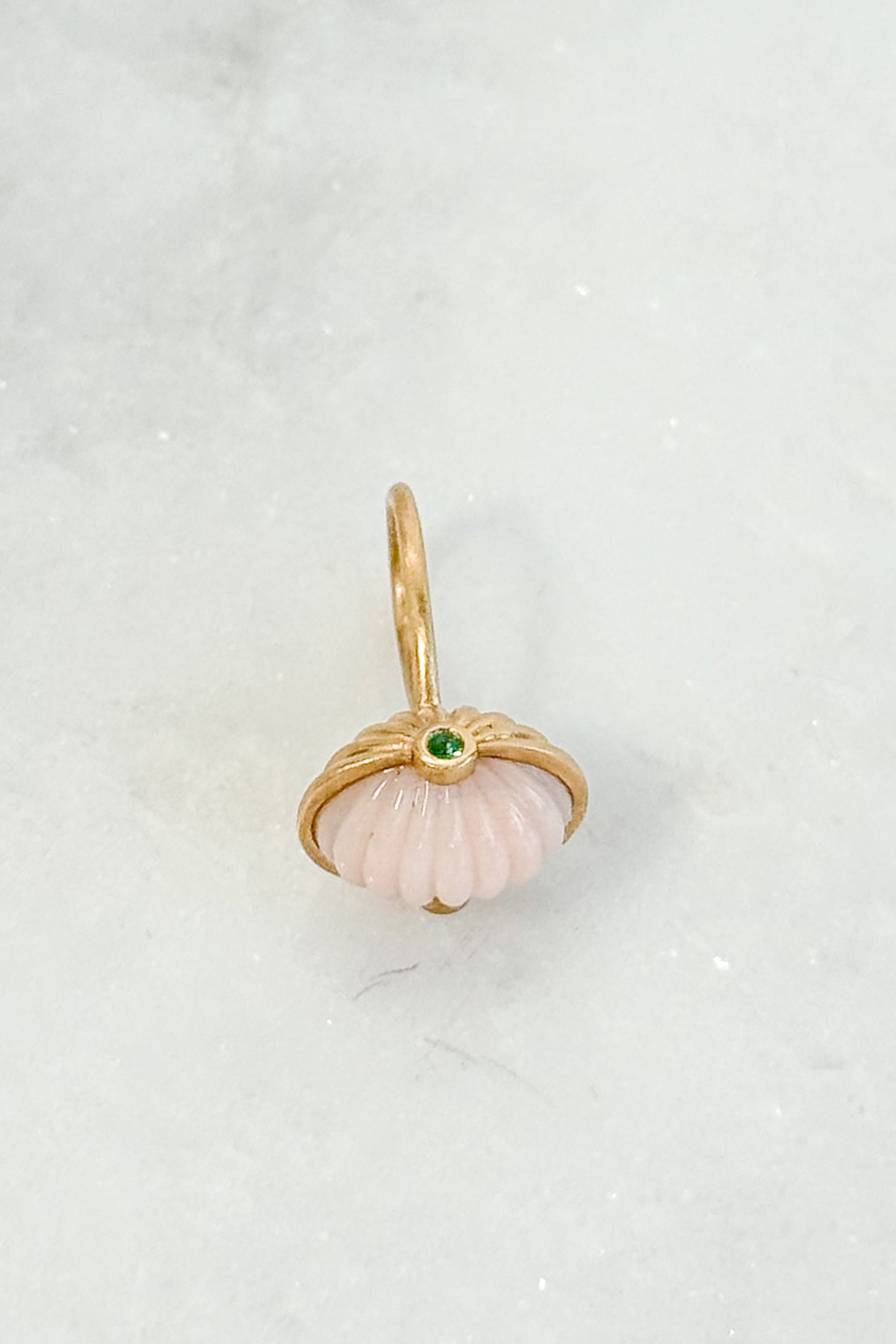 Scallop Emerald Coral Charm