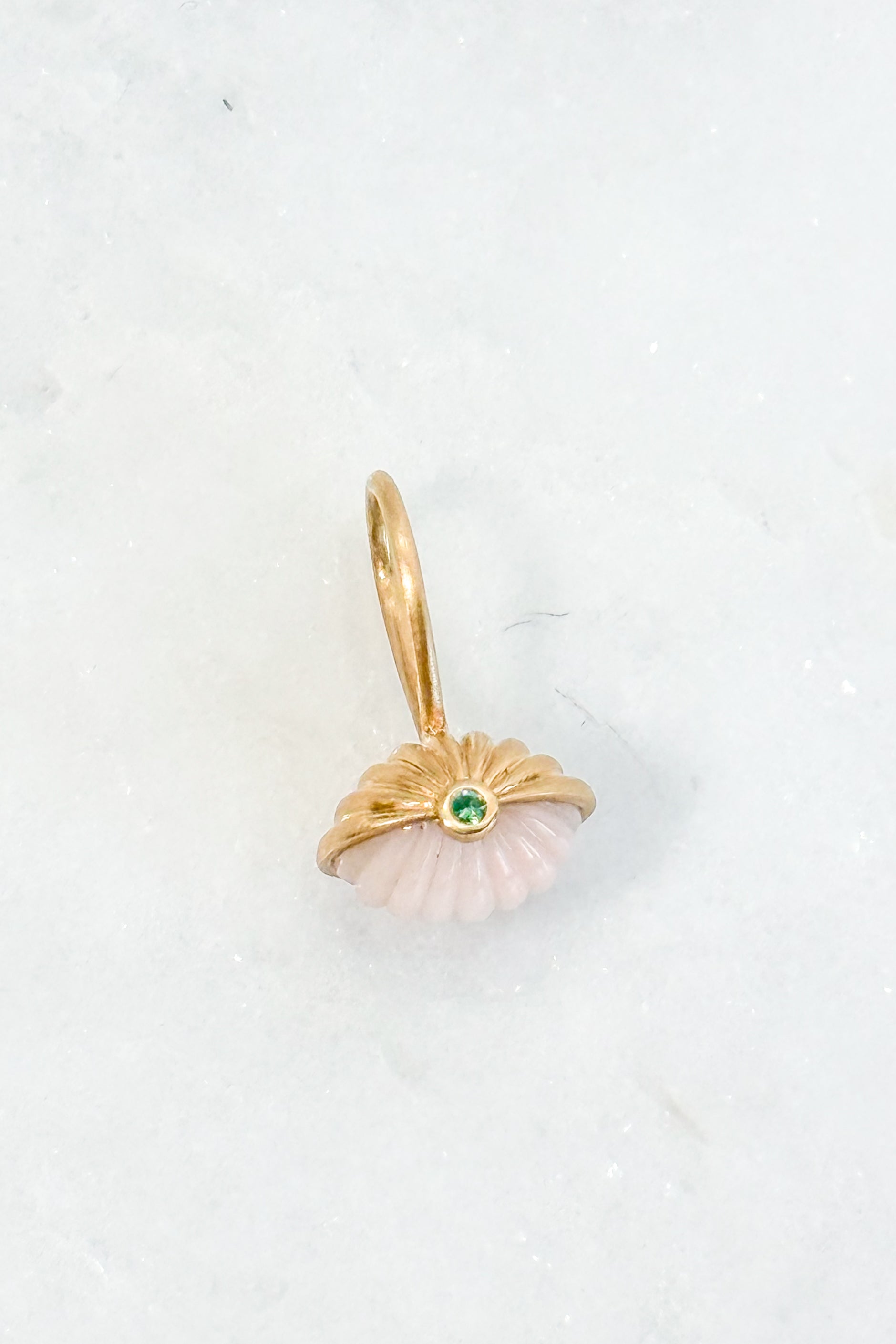 Scallop Emerald Coral Charm