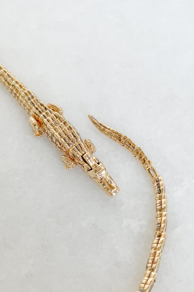 Thin Alligator Wrap Necklace