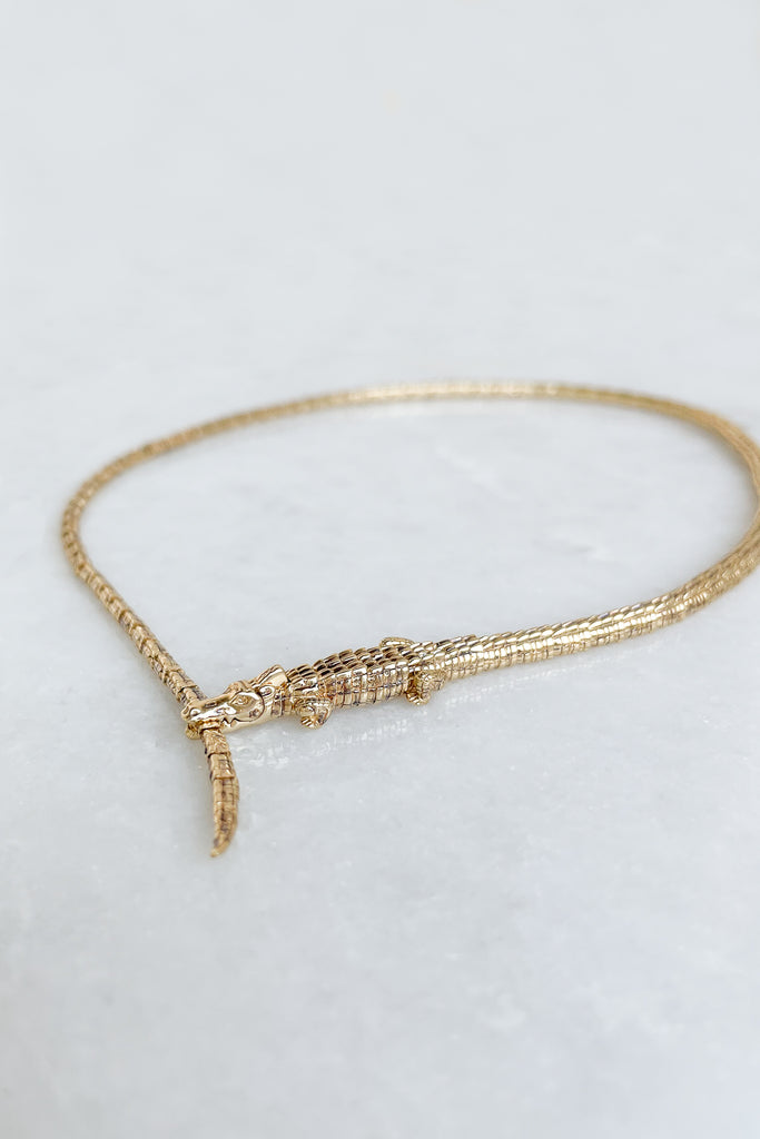 Thin Alligator Wrap Necklace