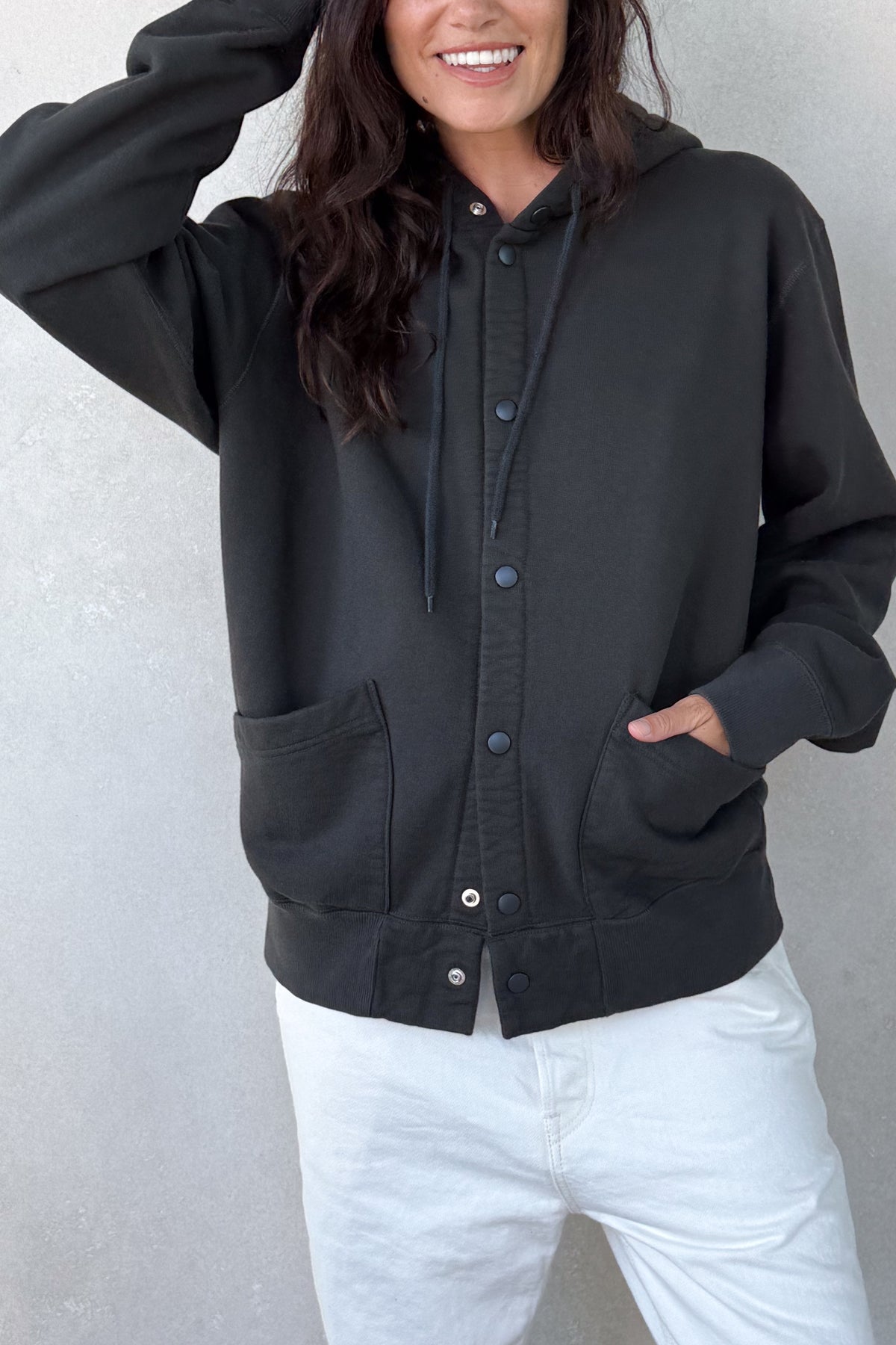 Brushed Fleece Snap Hoodie