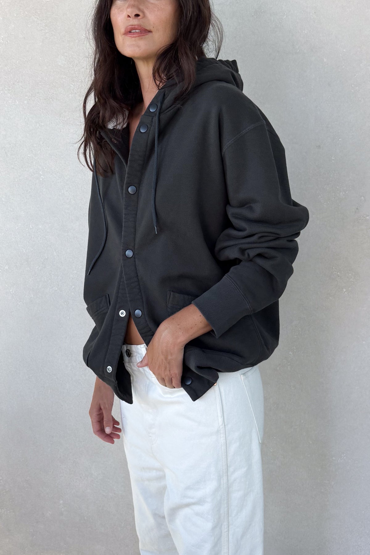 Brushed Fleece Snap Hoodie