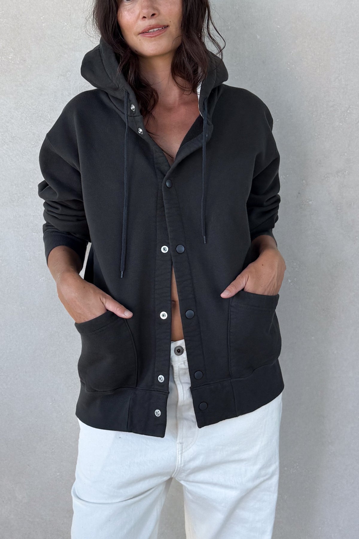 Brushed Fleece Snap Hoodie