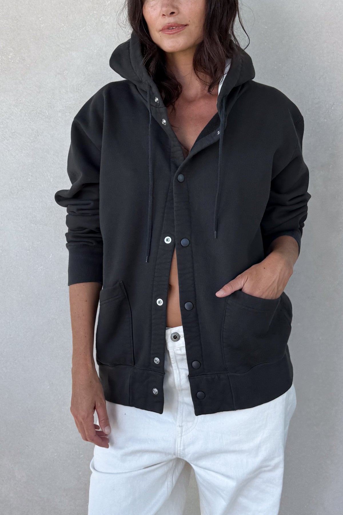 Brushed Fleece Snap Hoodie