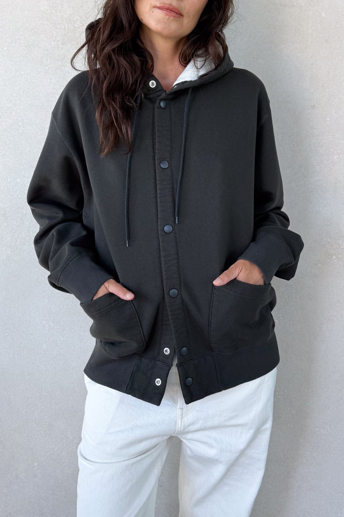 Brushed Fleece Snap Hoodie
