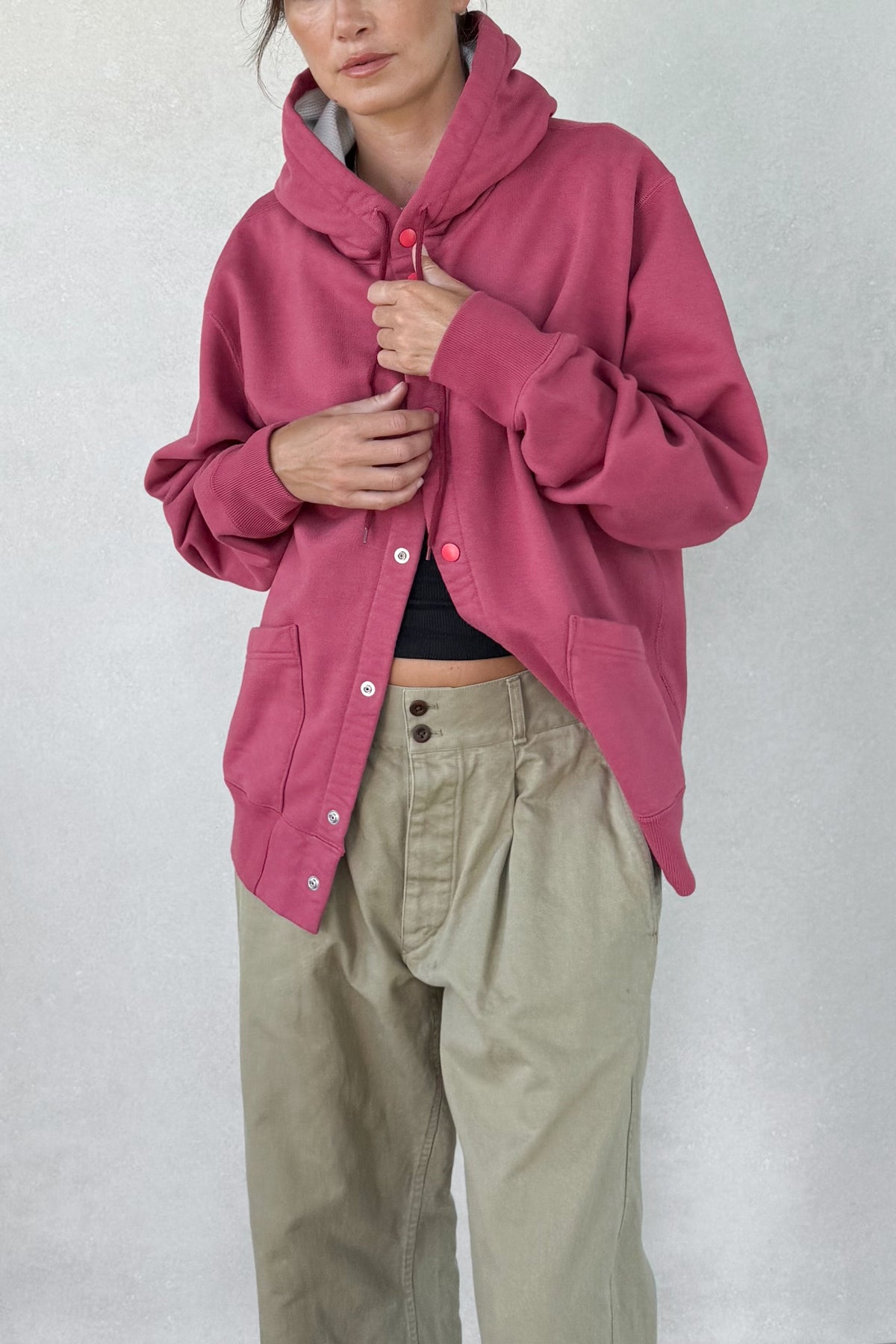 Brushed Fleece Snap Hoodie