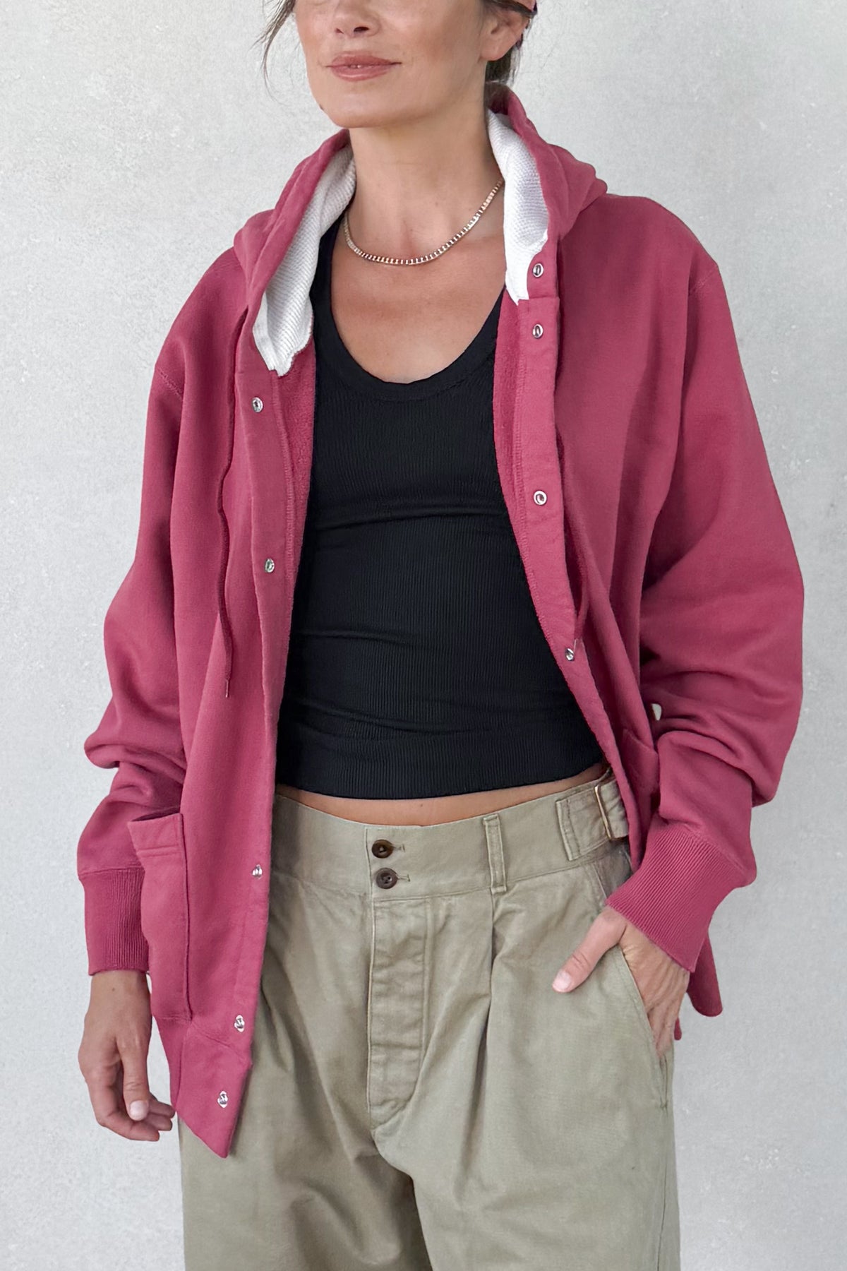 Brushed Fleece Snap Hoodie