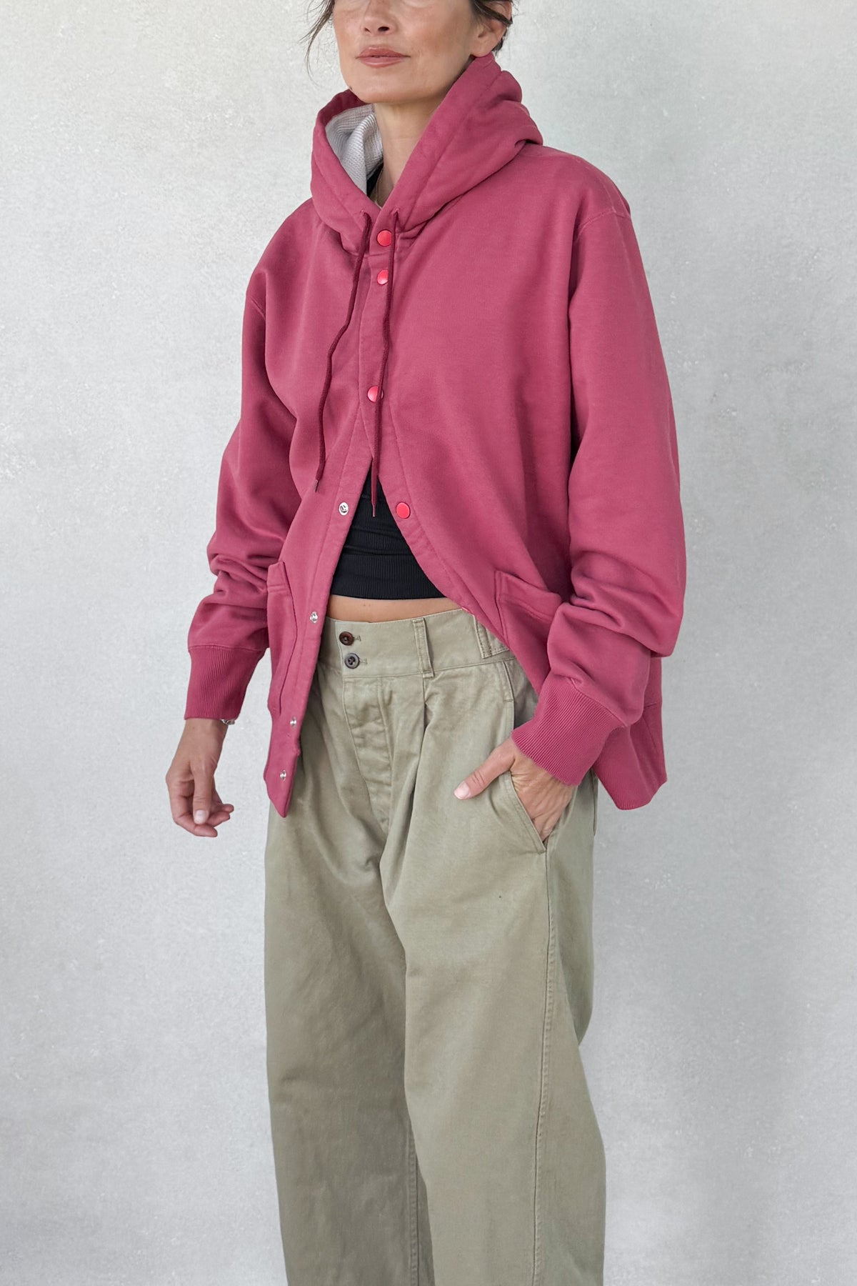 Brushed Fleece Snap Hoodie