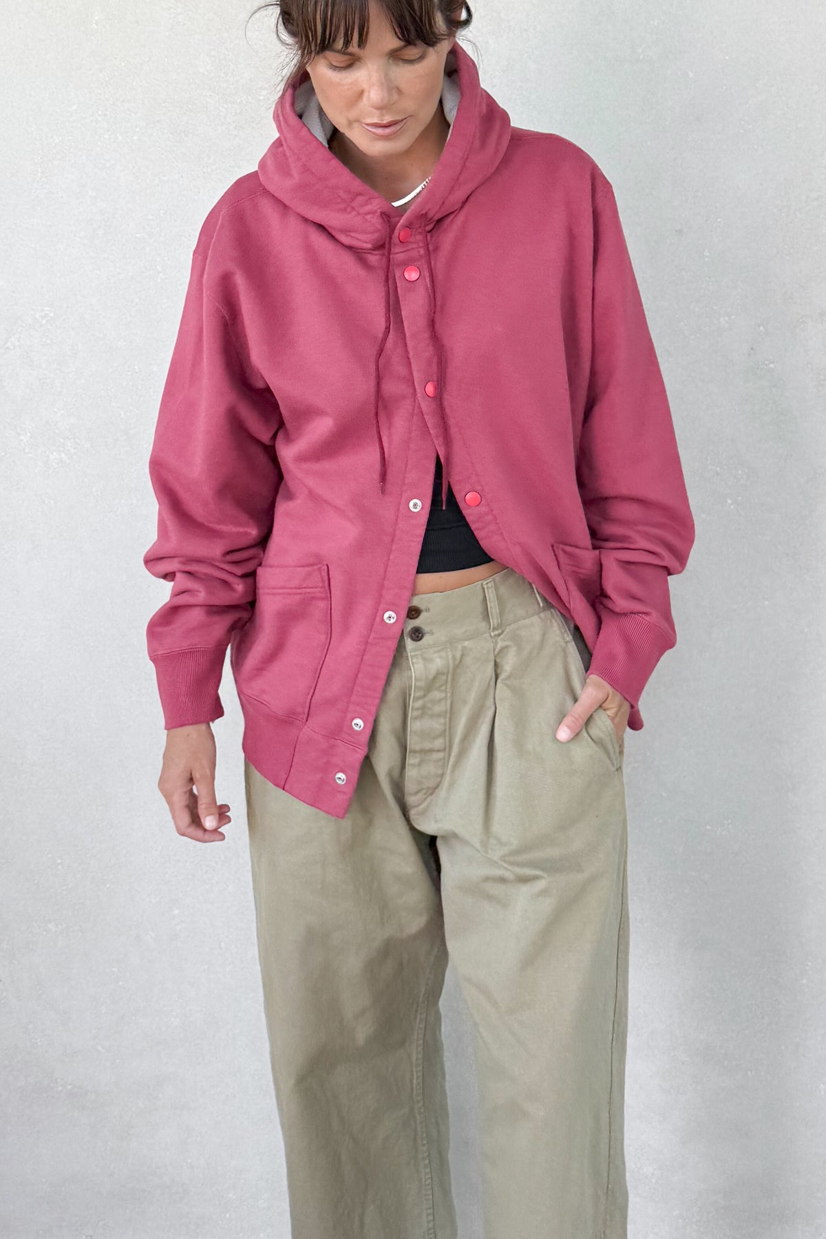Brushed Fleece Snap Hoodie