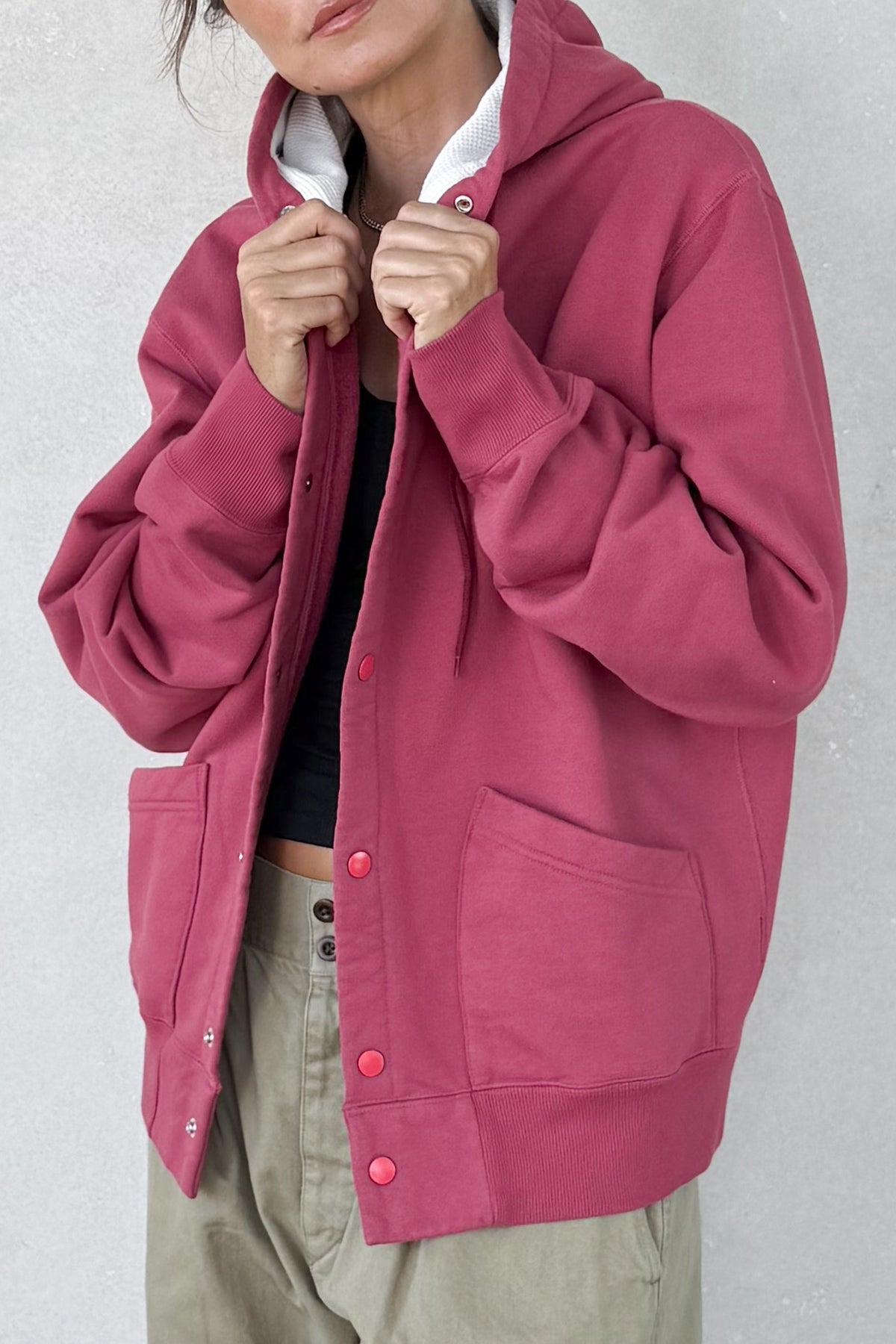 Brushed Fleece Snap Hoodie