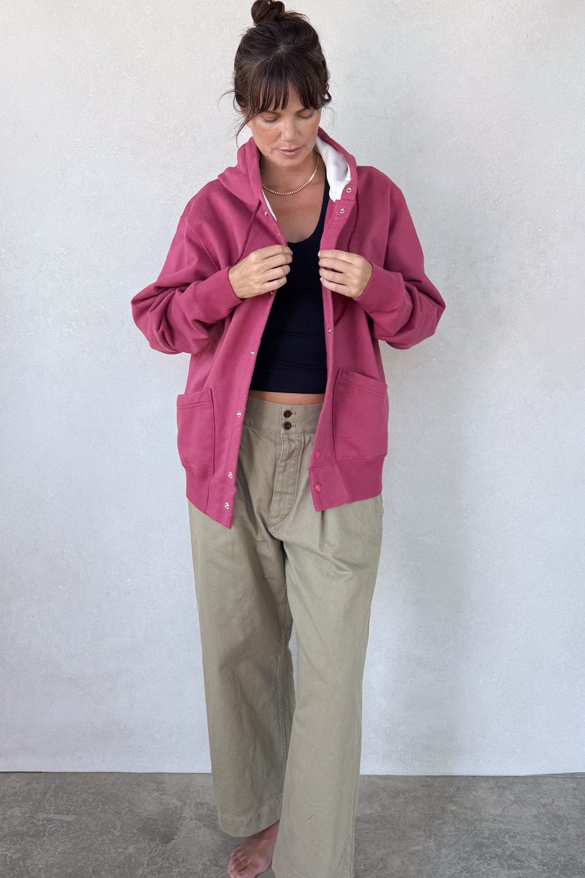 Brushed Fleece Snap Hoodie