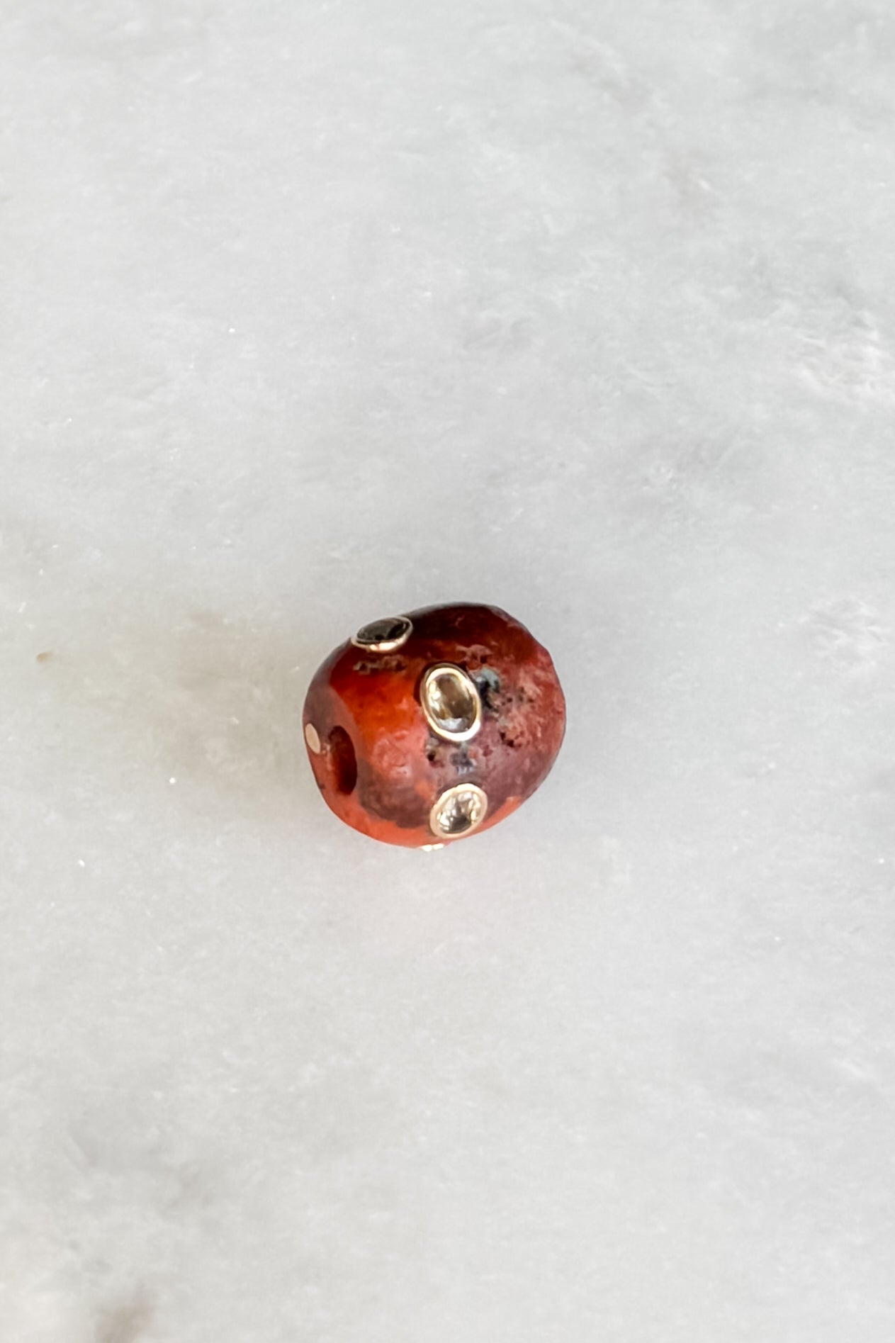 Round Agate Bead with Garnets