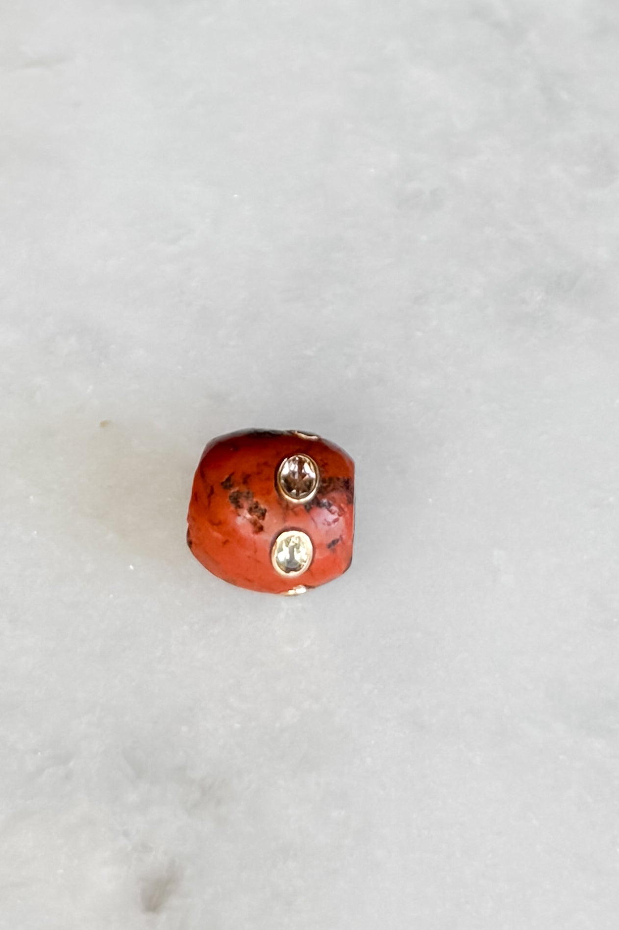 Round Agate Bead with Garnets
