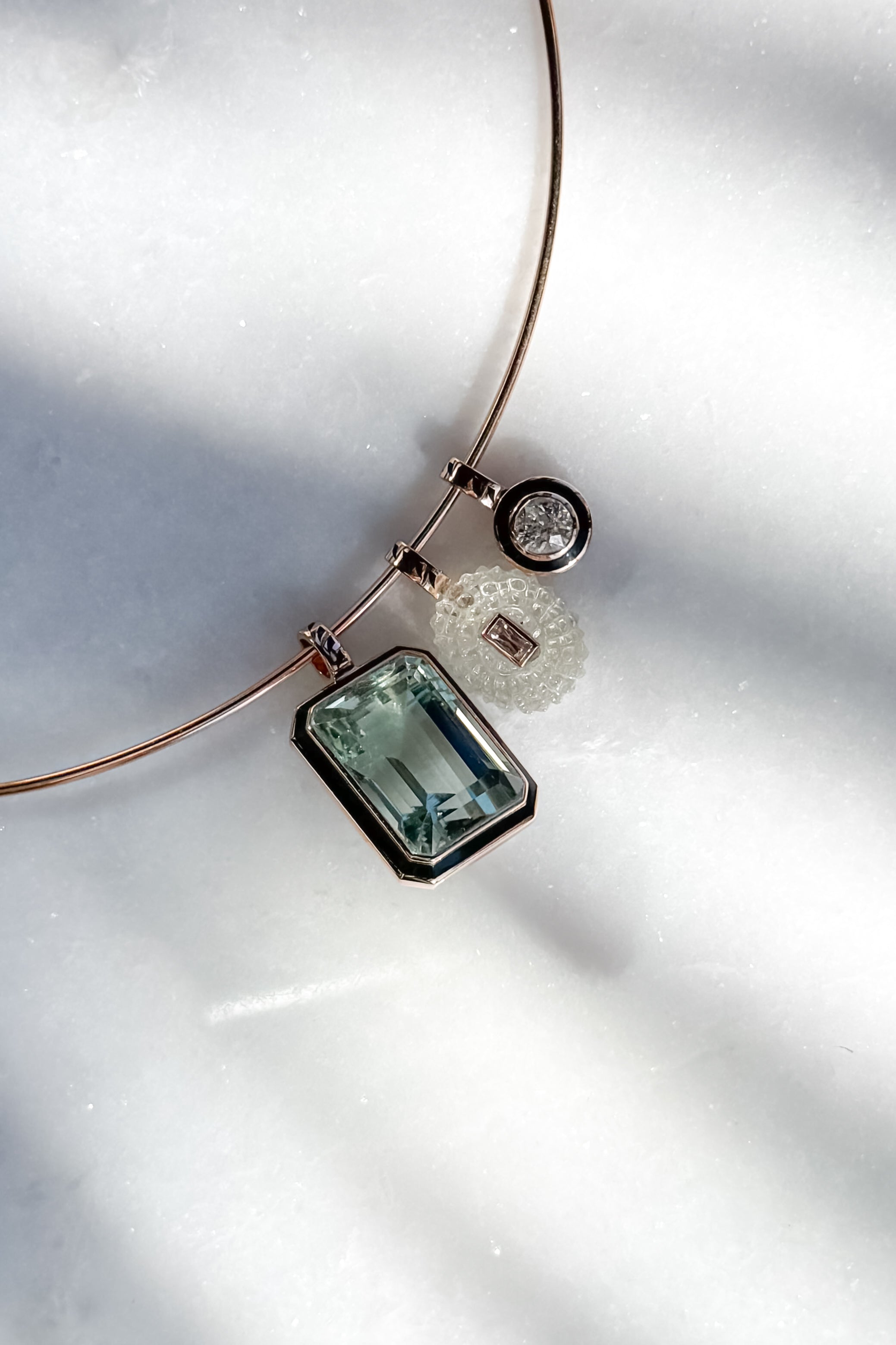 Emerald Cut Green Amethyst Pendant
