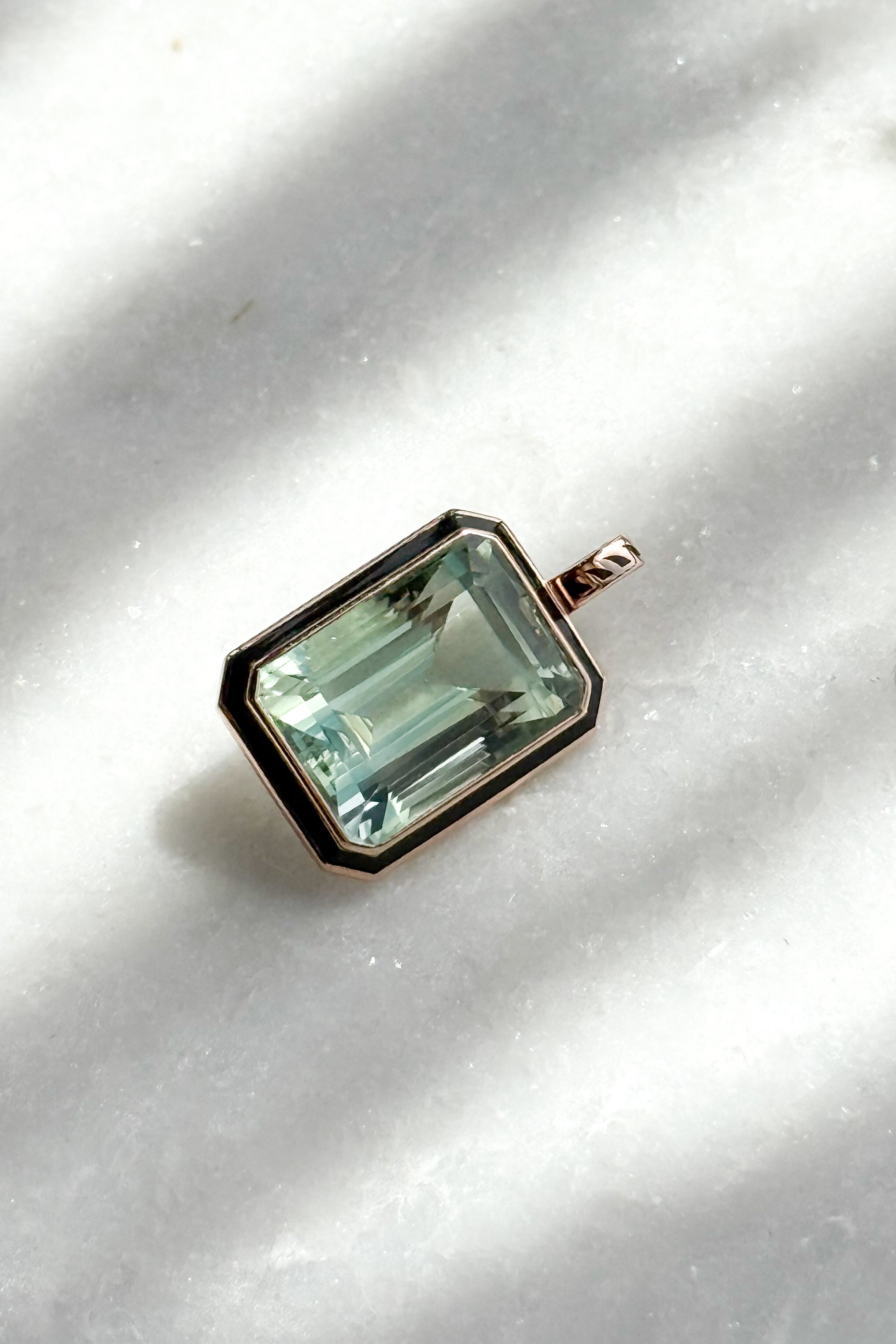 Emerald Cut Green Amethyst Pendant