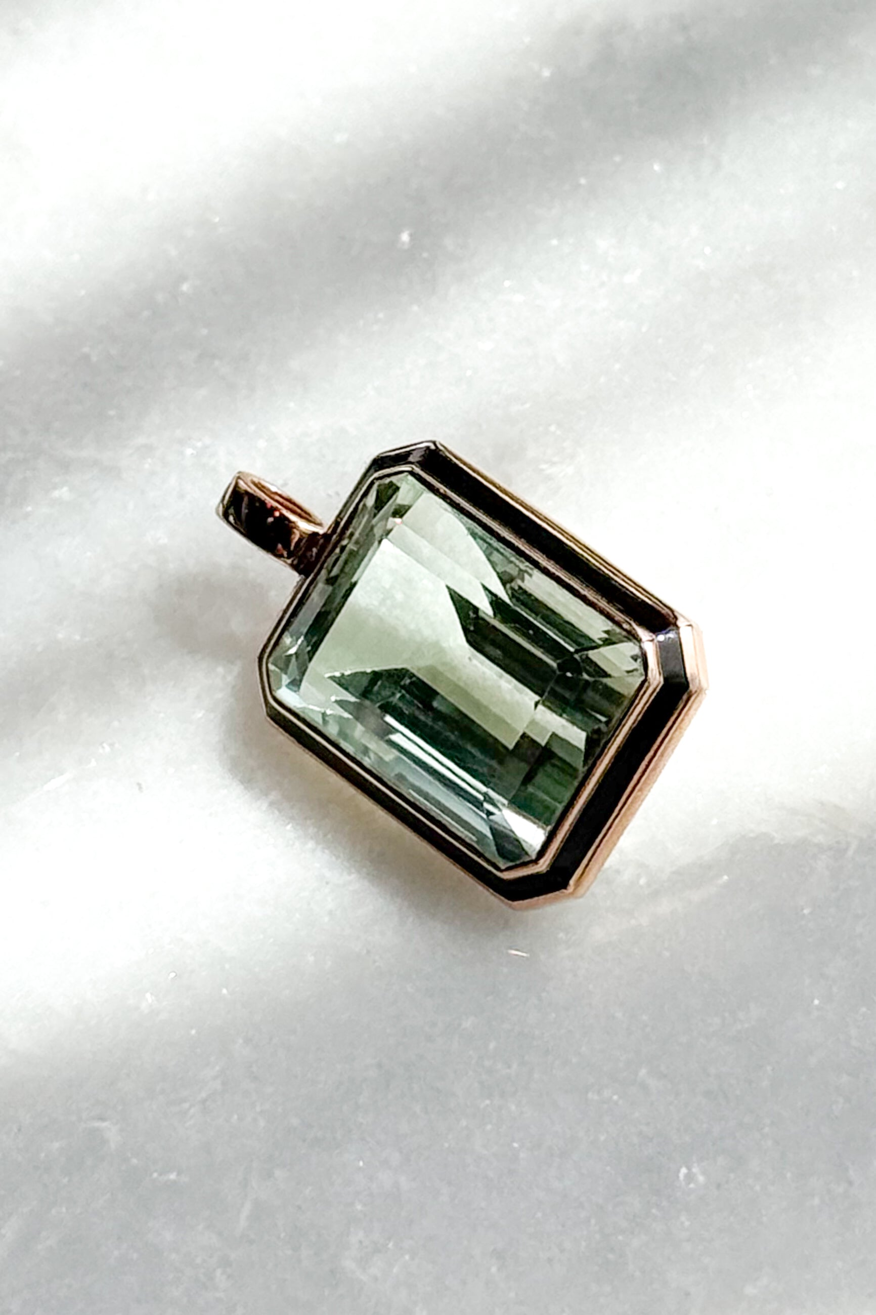 Emerald Cut Green Amethyst Pendant