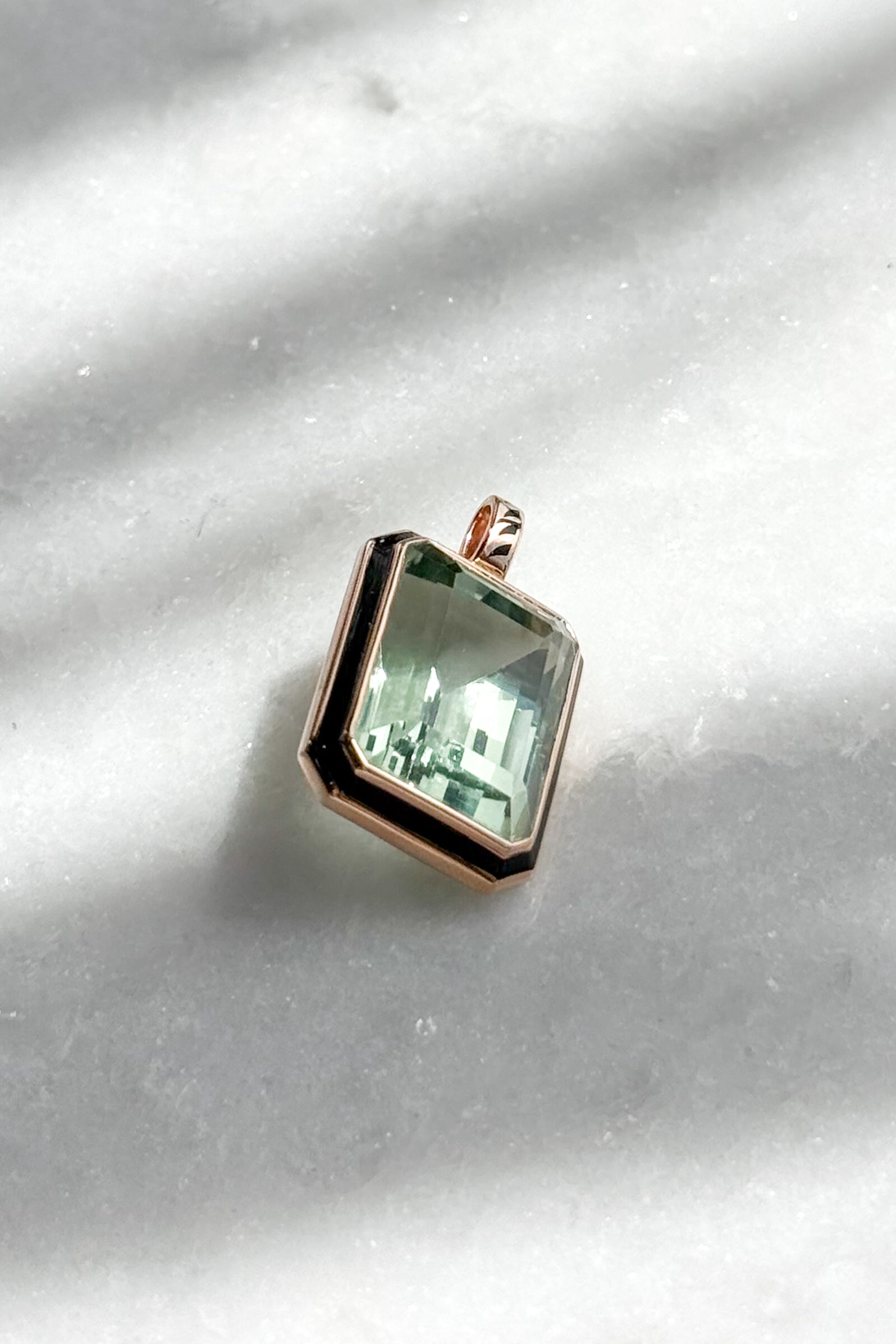 Emerald Cut Green Amethyst Pendant