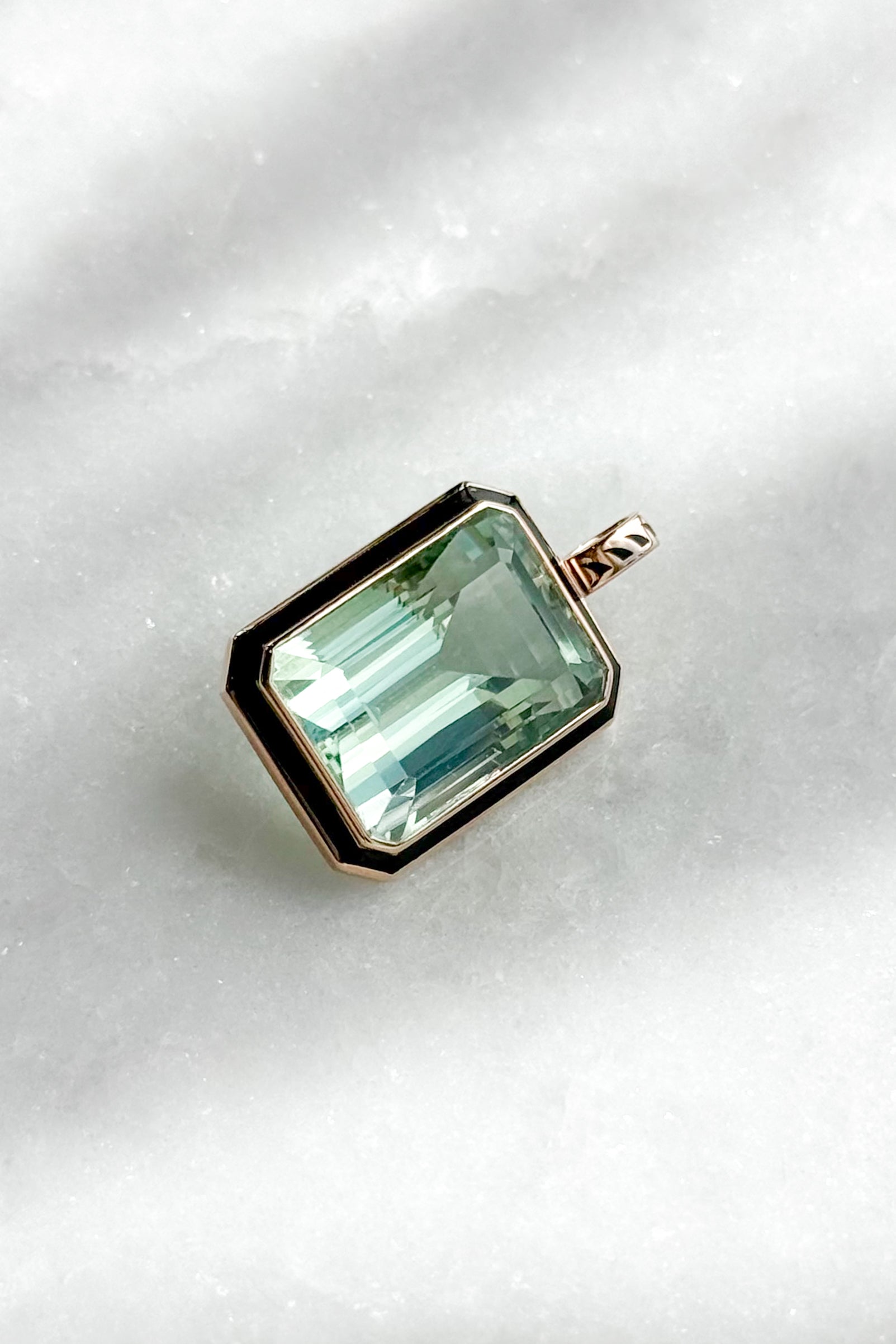 Emerald Cut Green Amethyst Pendant
