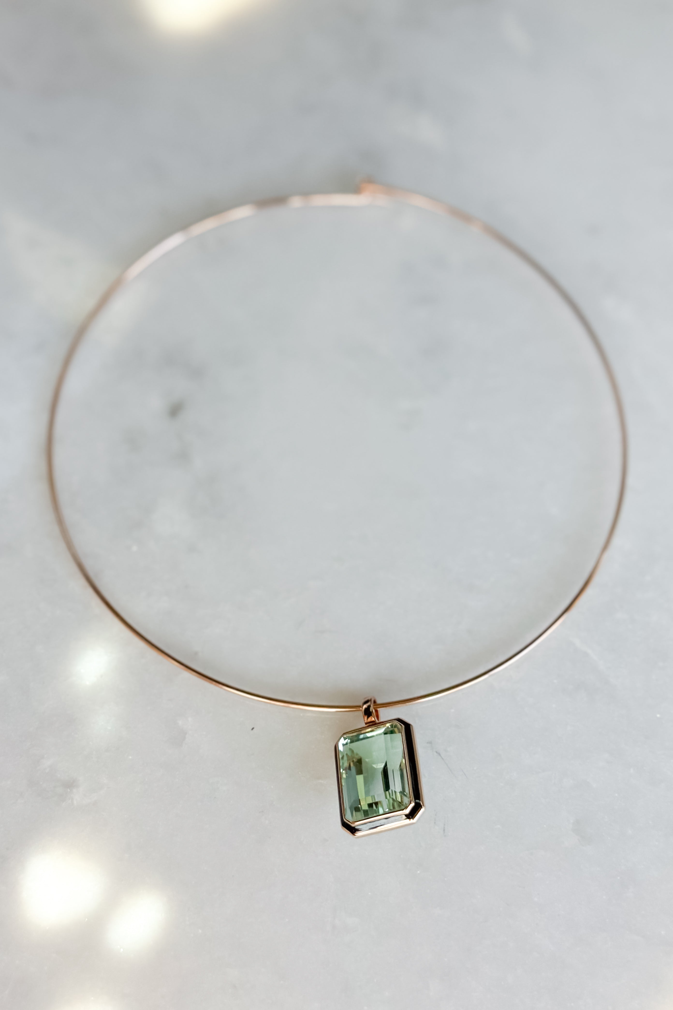 Emerald Cut Green Amethyst Pendant
