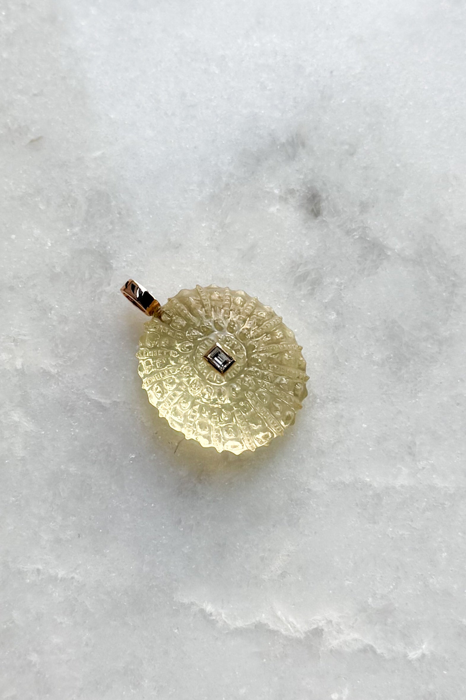 Lemon Quartz Sea Urchin with Diamond Charm