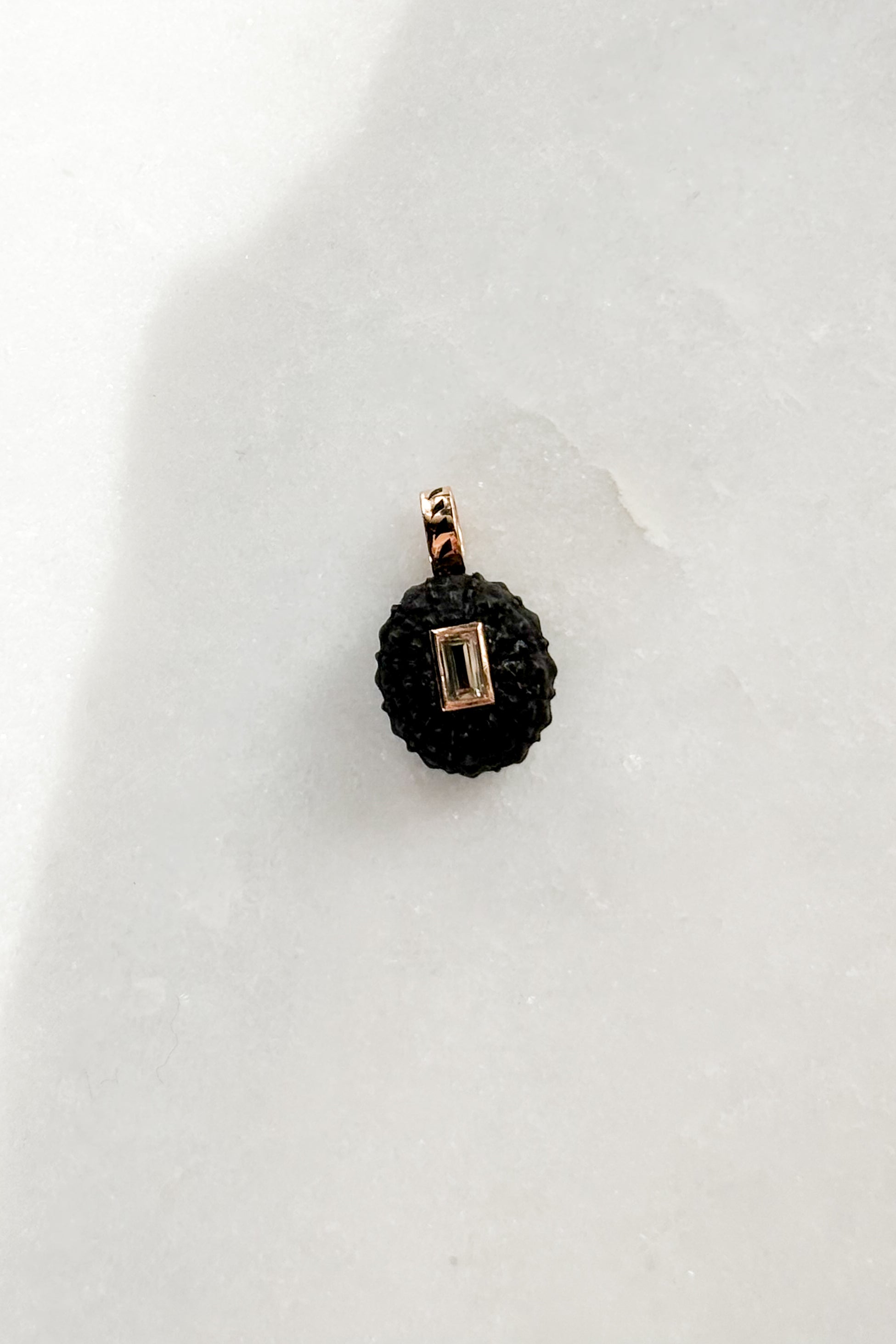 Petite Ebony Sea Urchin with Beryl Charm