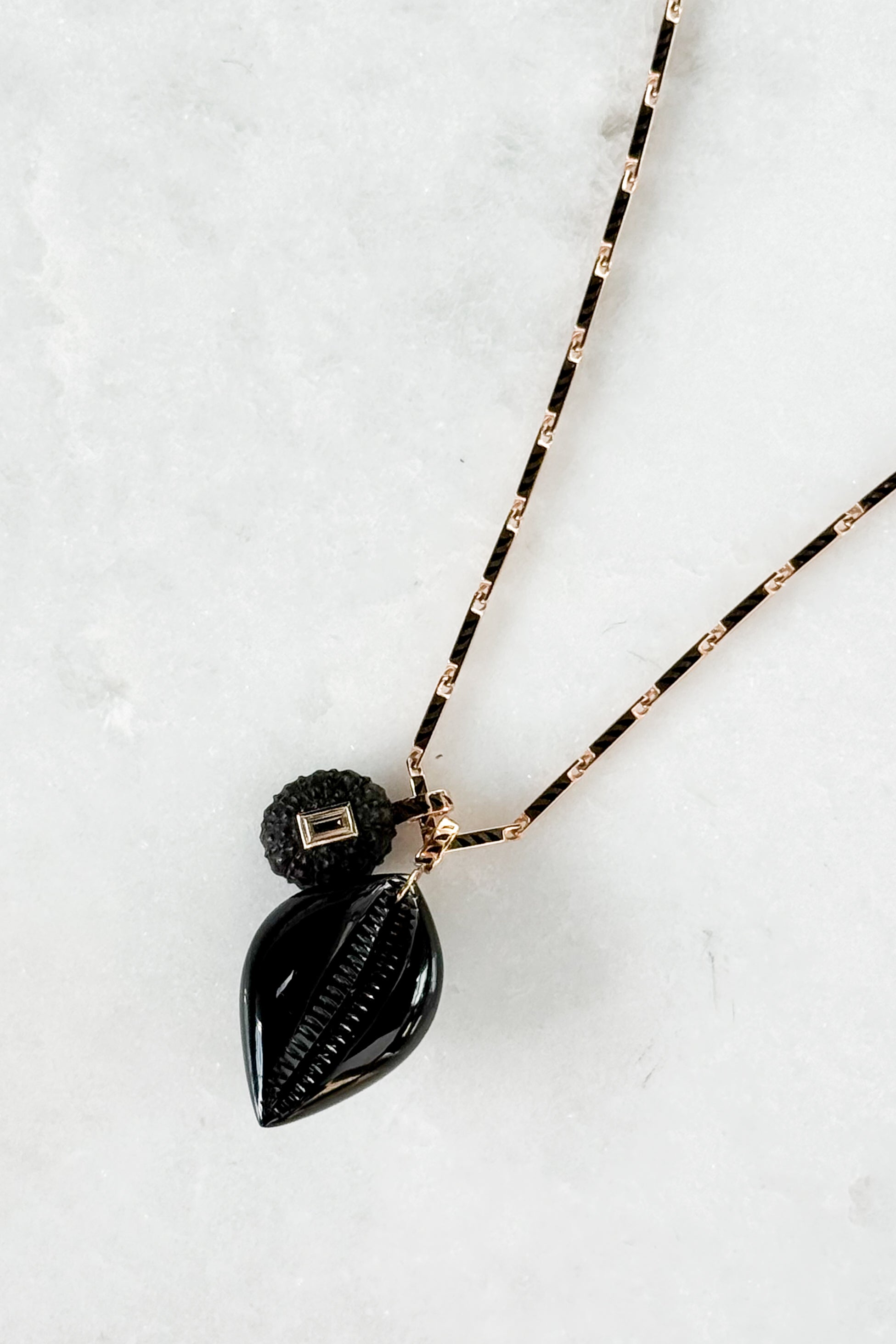 Petite Ebony Sea Urchin with Beryl Charm
