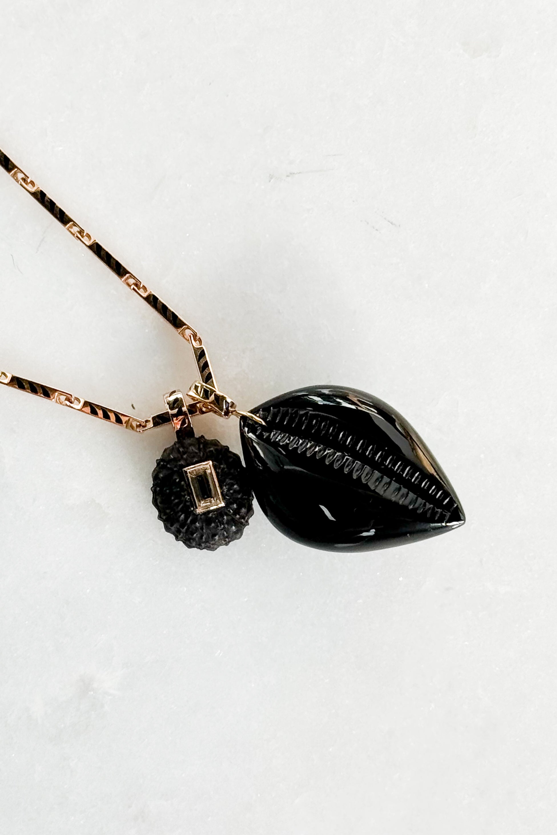 Petite Ebony Sea Urchin with Beryl Charm