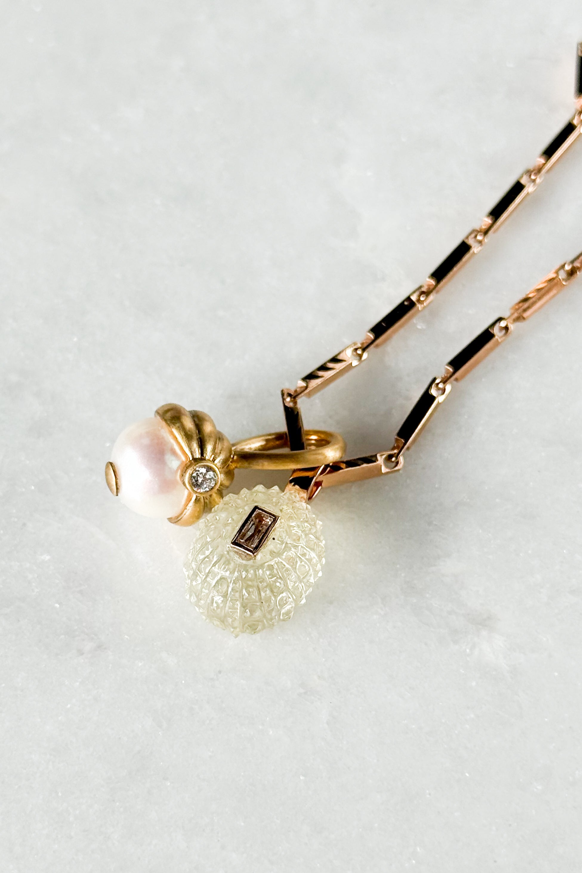 Petite Lemon Quartz Sea Urchin with Beryl Charm