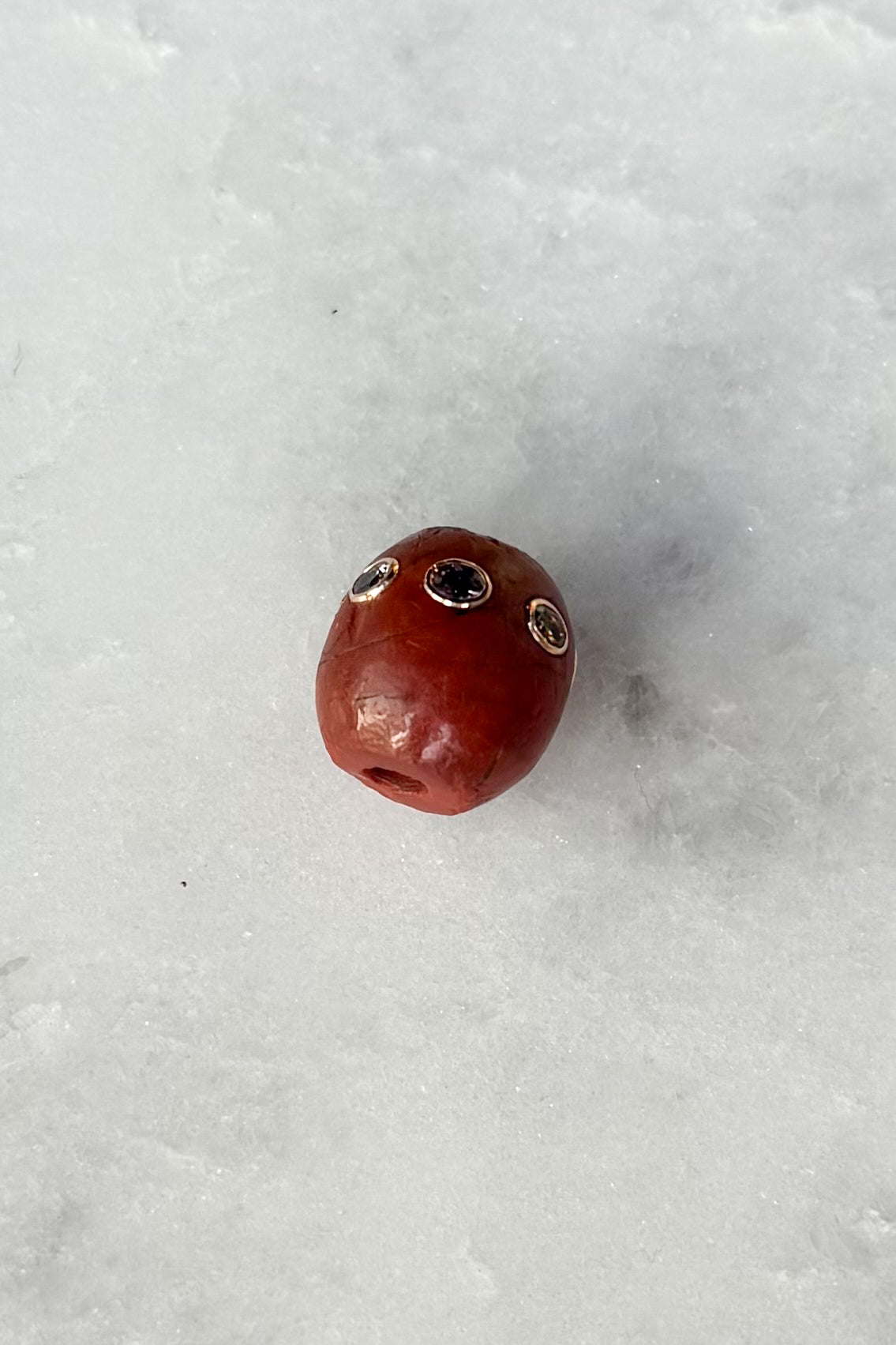 Round Agate Bead with Garnets