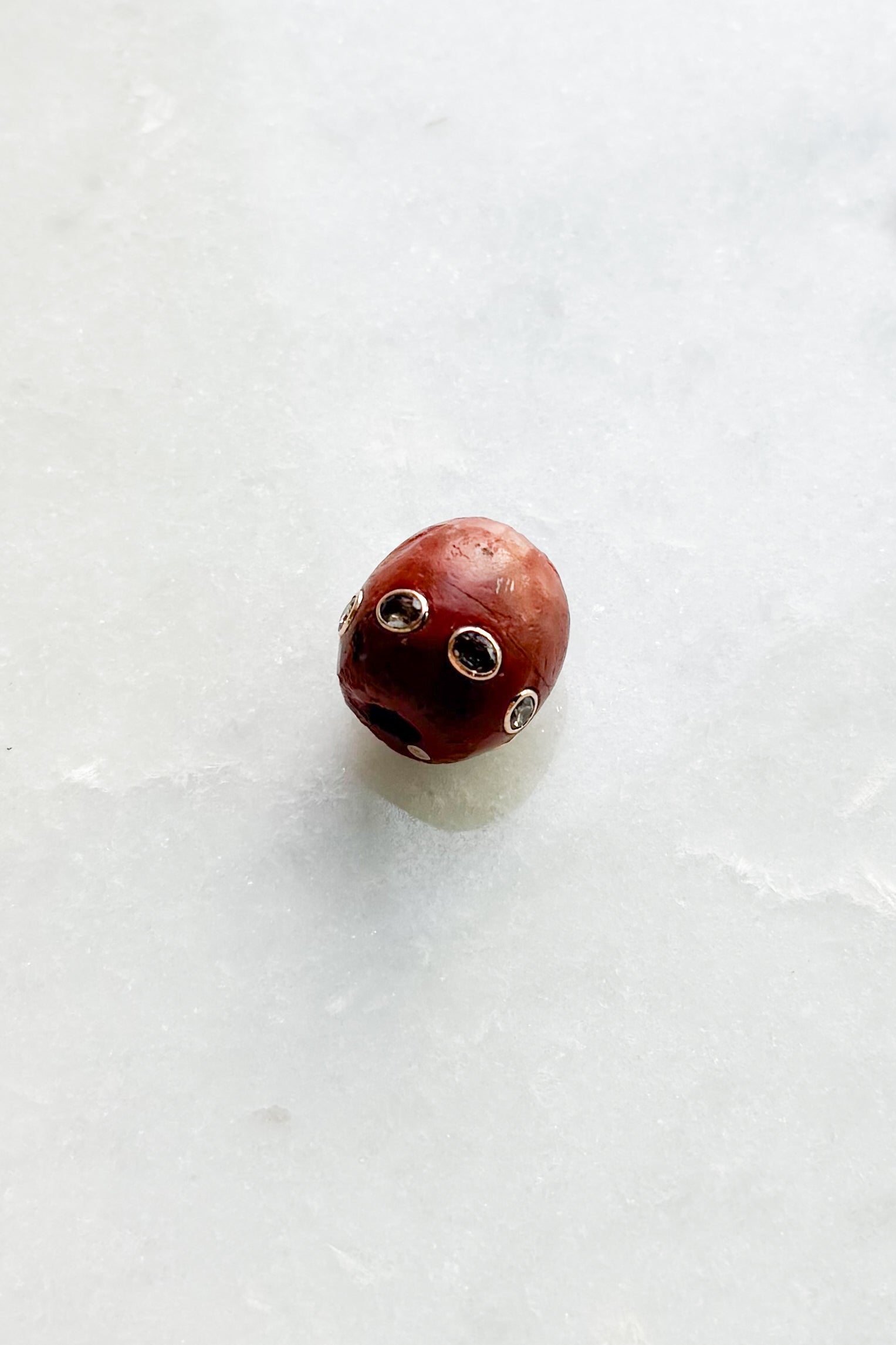 Round Agate Bead with Garnets