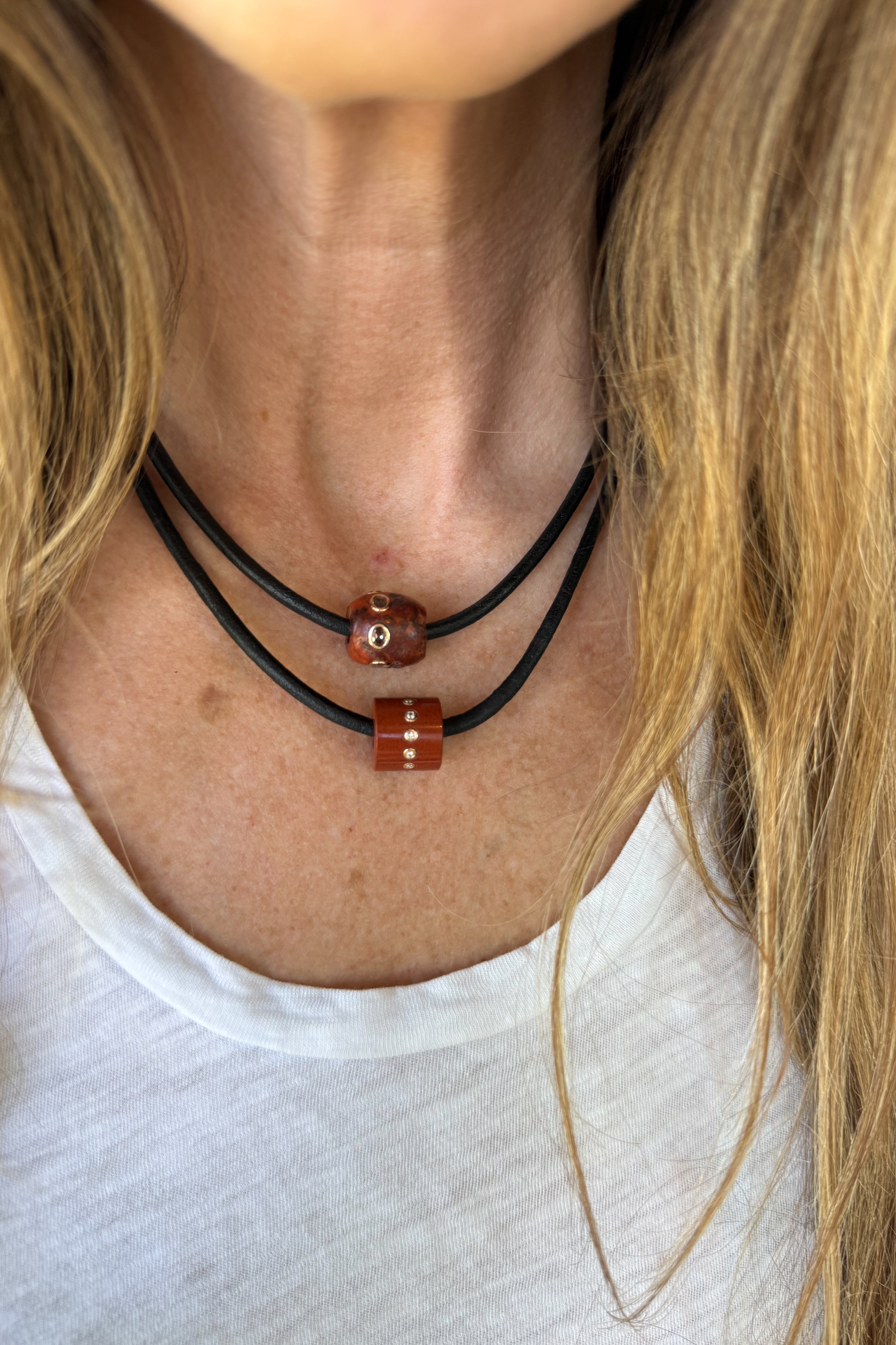 Red Jasper with Diamonds Bead