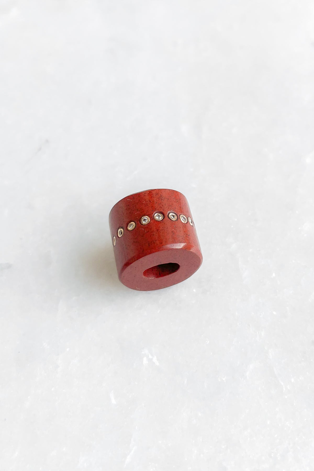 Red Jasper with Diamonds Bead