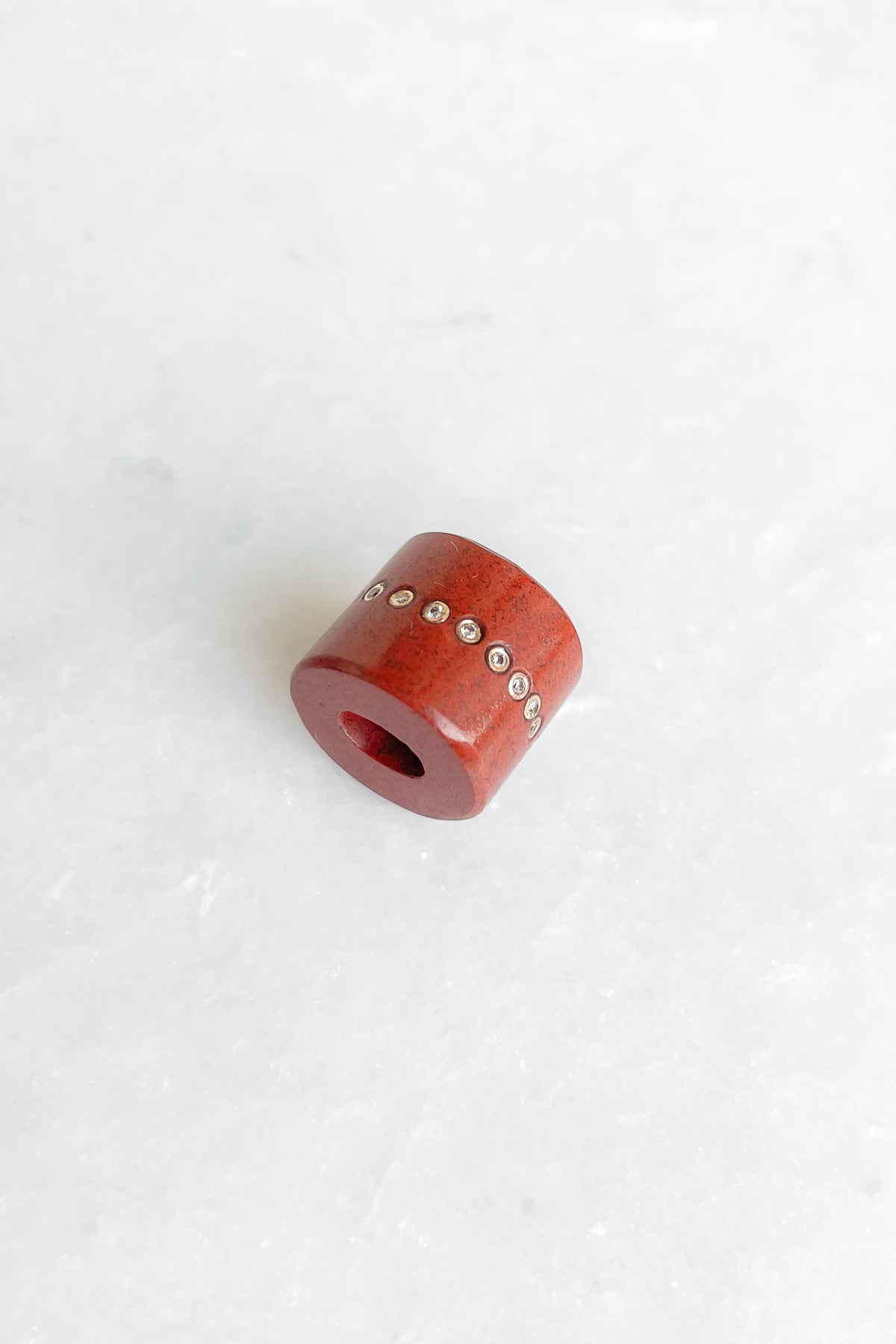 Red Jasper with Diamonds Bead