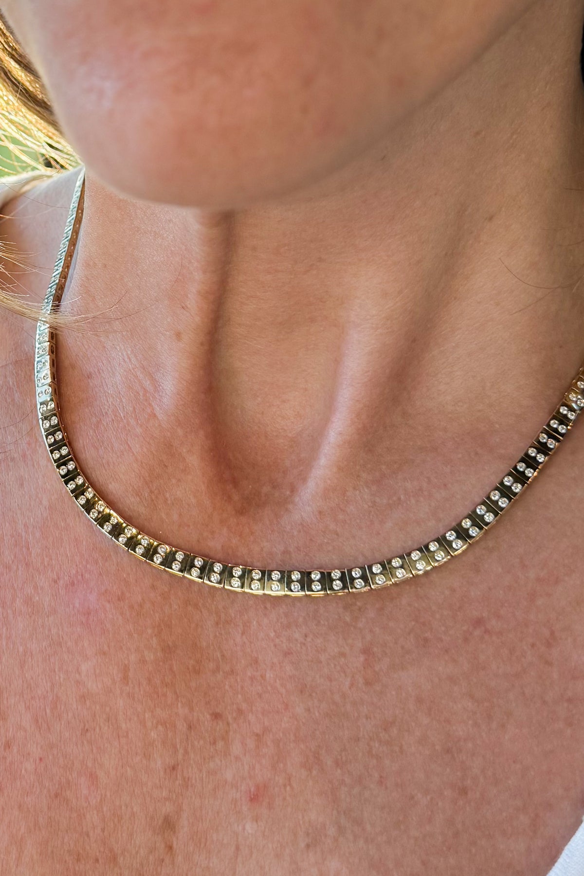 Double Diamond Leggo Tennis Necklace