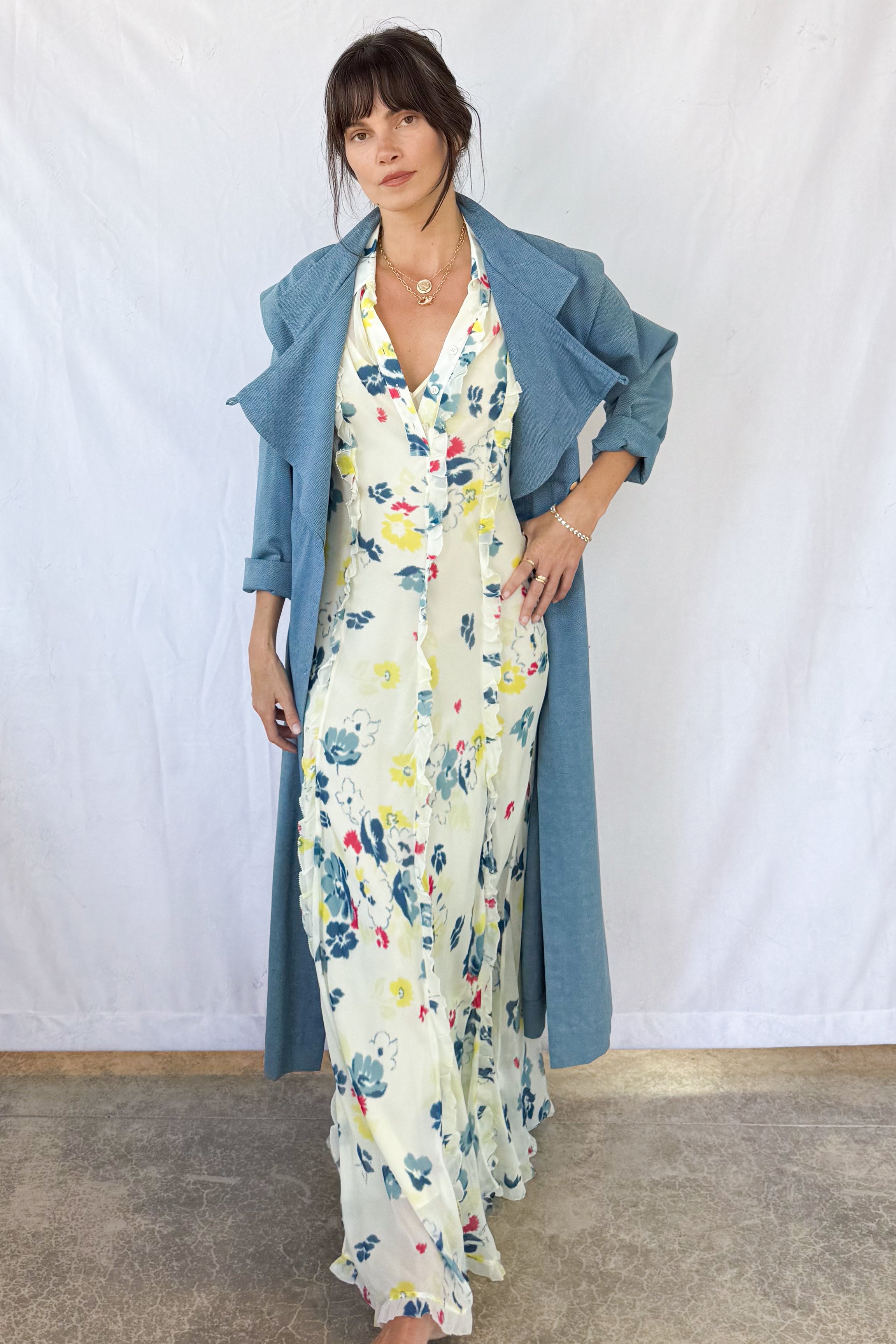 Voyage Coat Dress Cornflower Blue Chambray / 1