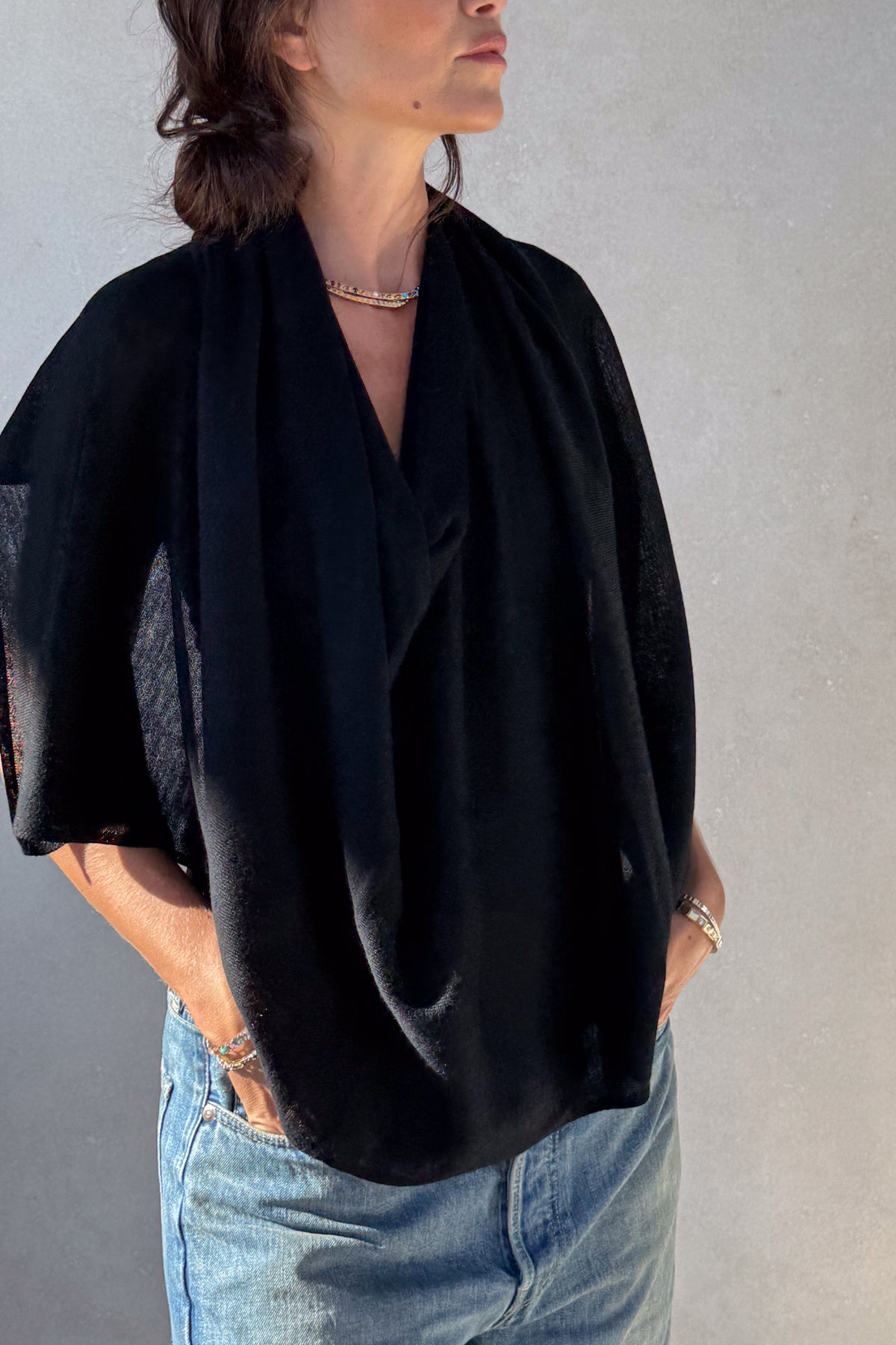 Black Cashmere Poncho
