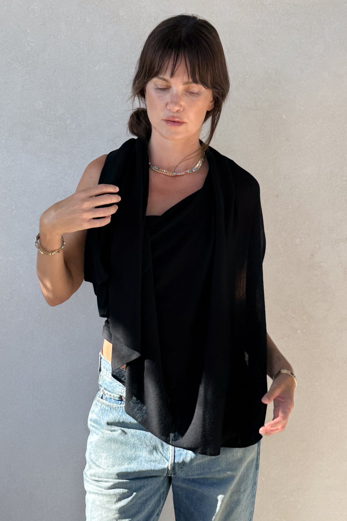 Black Cashmere Poncho
