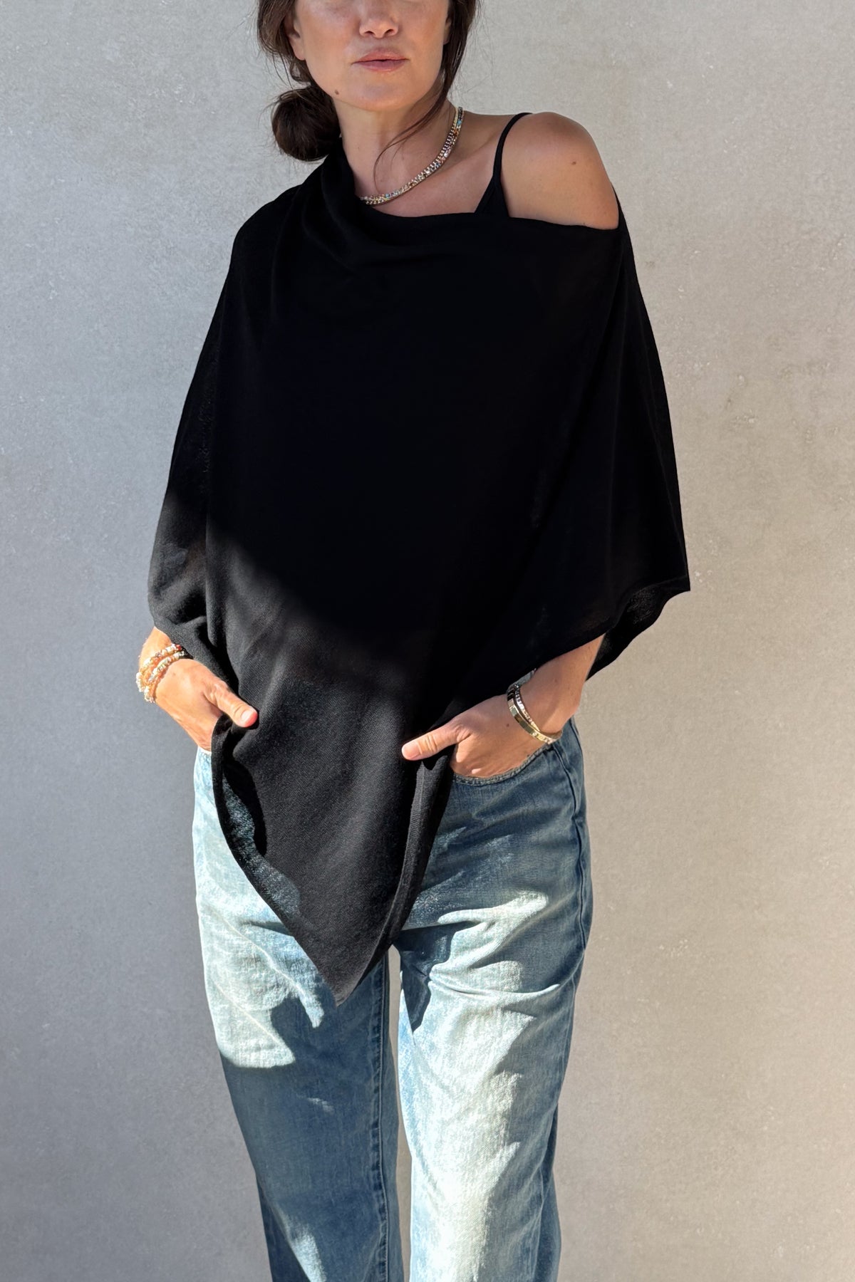 Black Cashmere Poncho
