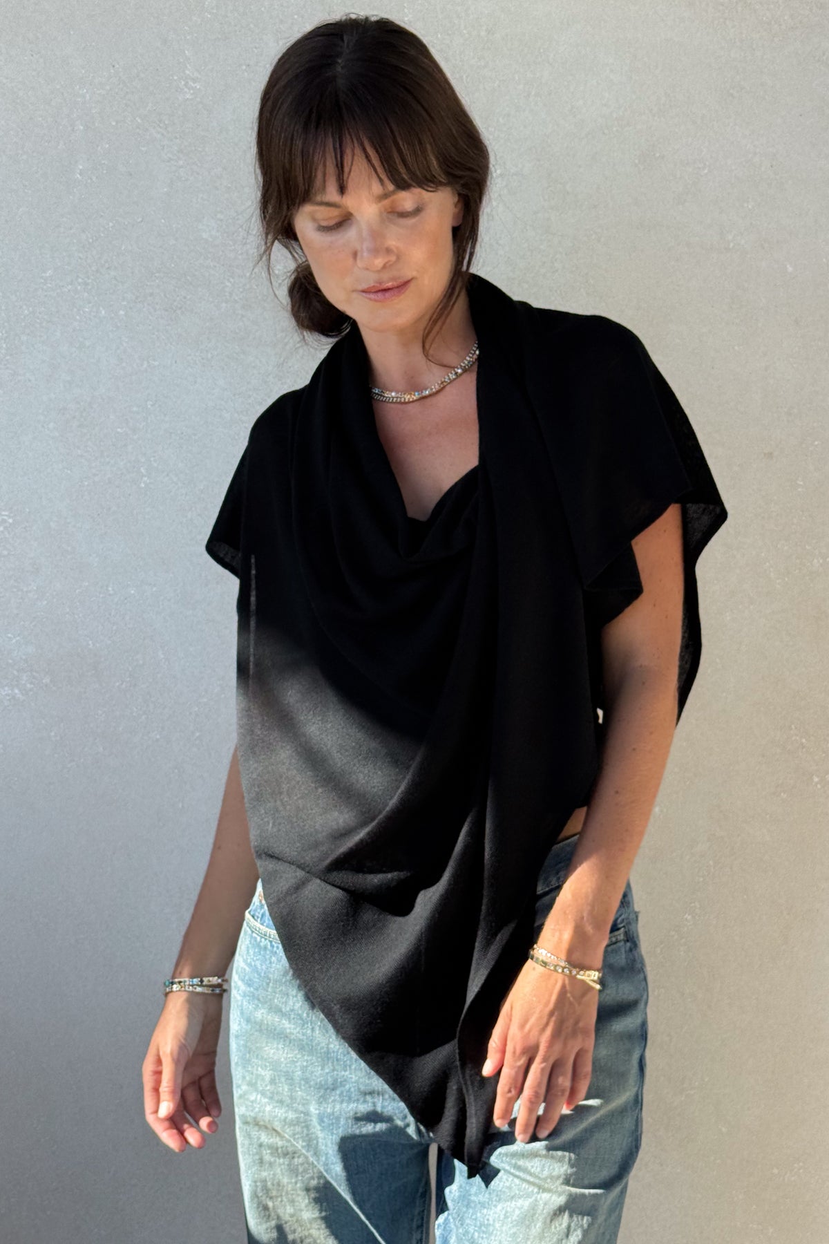 Black Cashmere Poncho