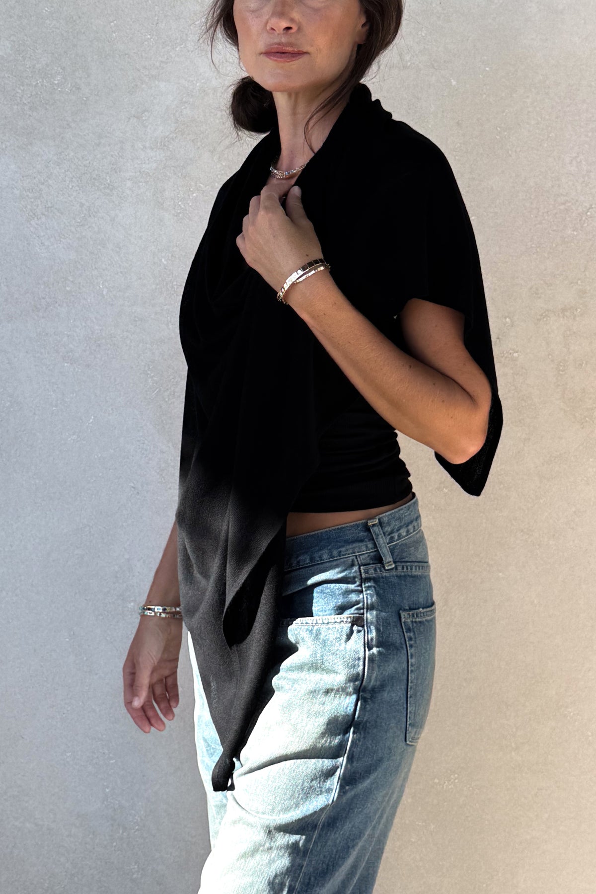 Black Cashmere Poncho