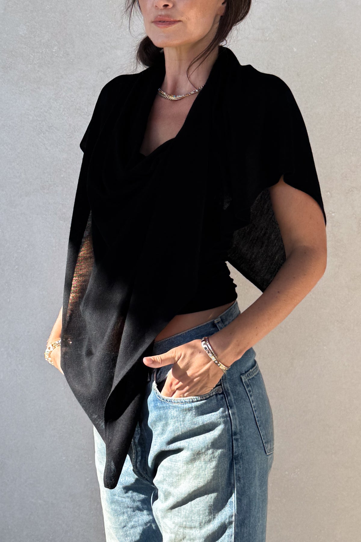 Black Cashmere Poncho