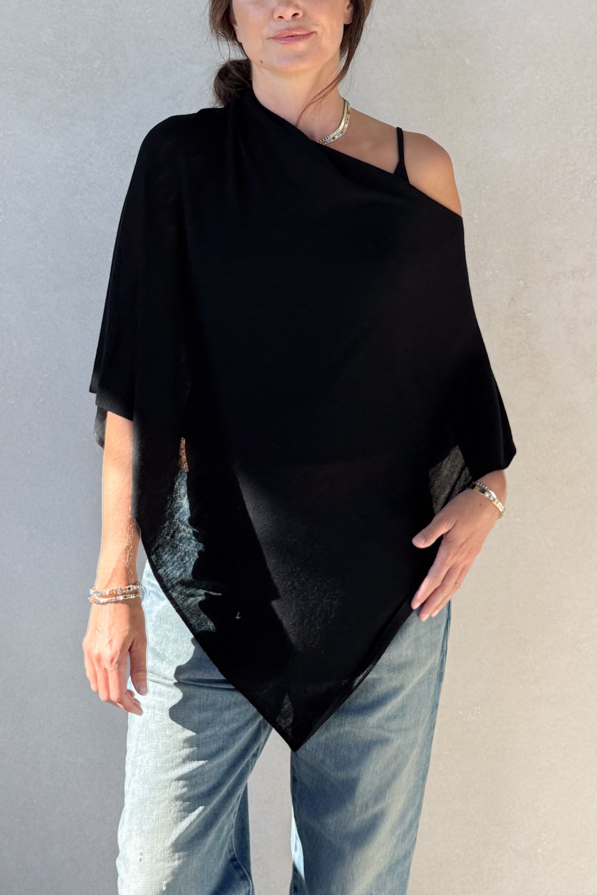 Black Cashmere Poncho