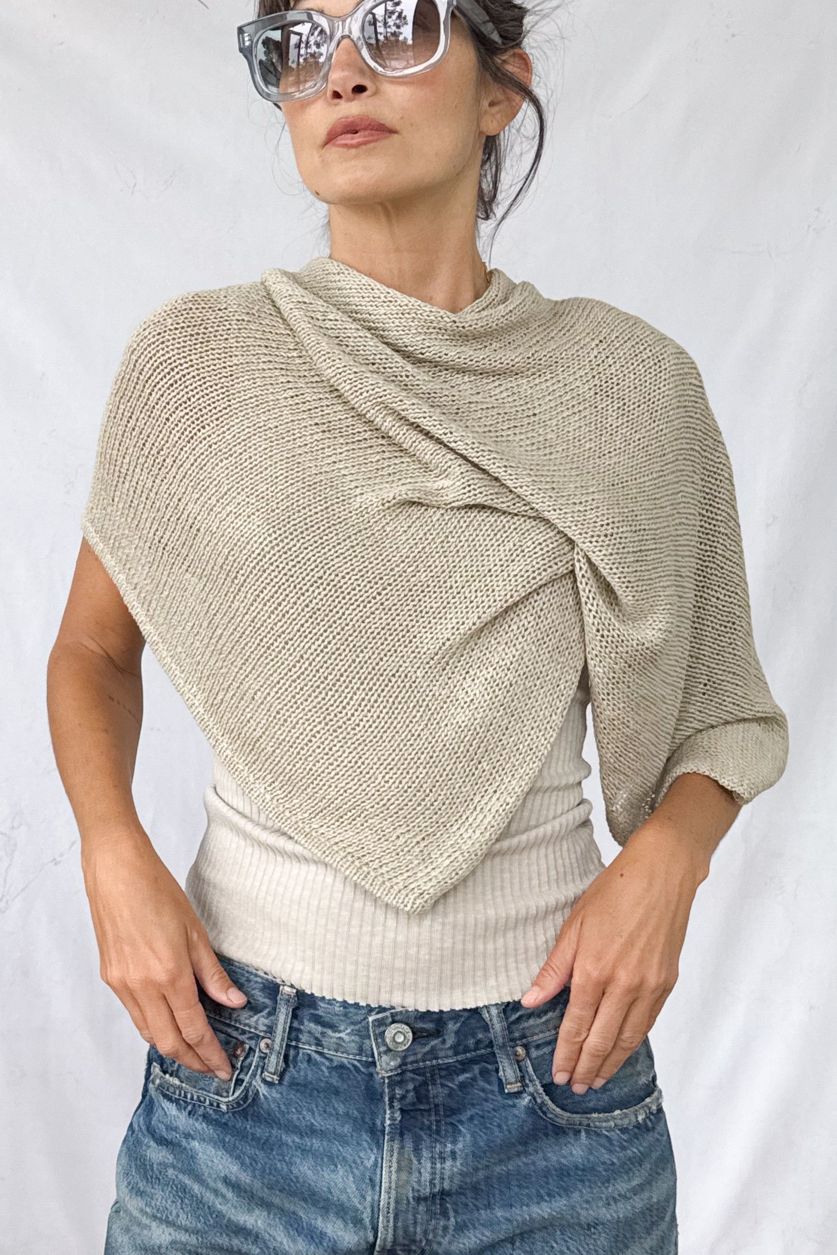 Linen Open Knit Poncho