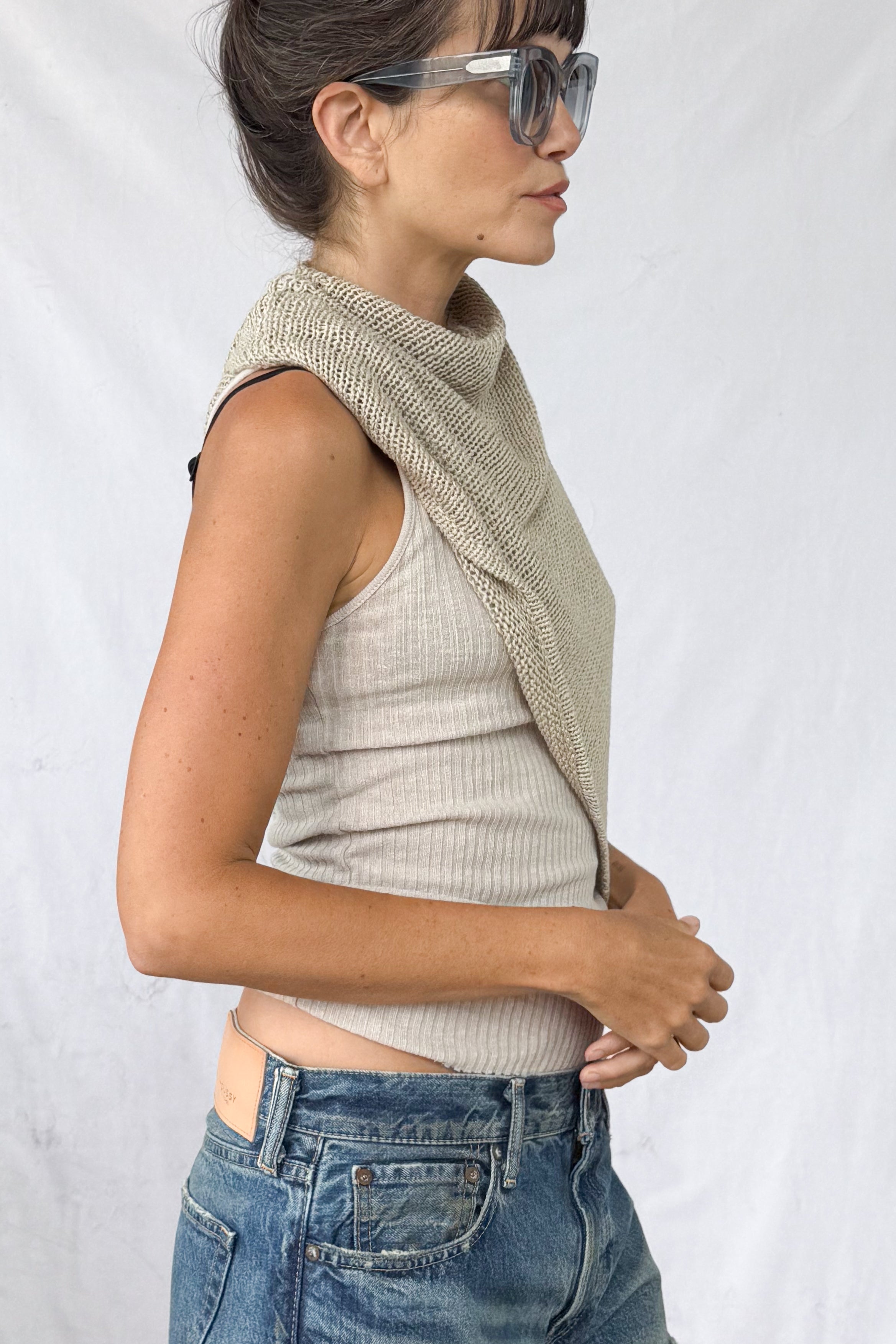 Linen Open Knit Poncho