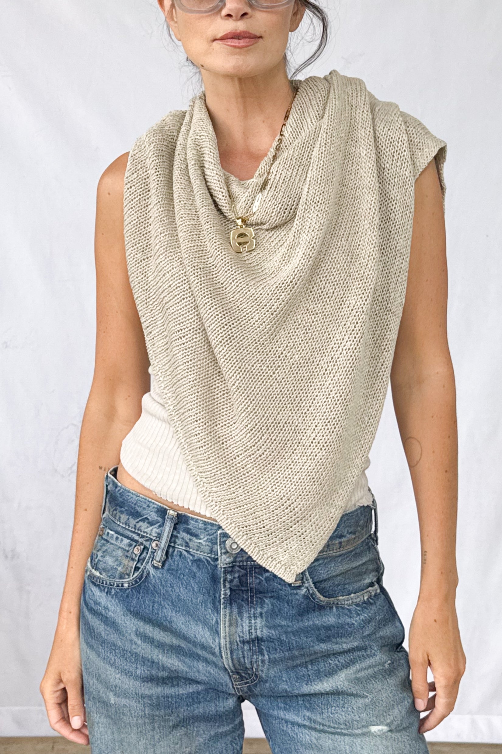Linen Open Knit Poncho