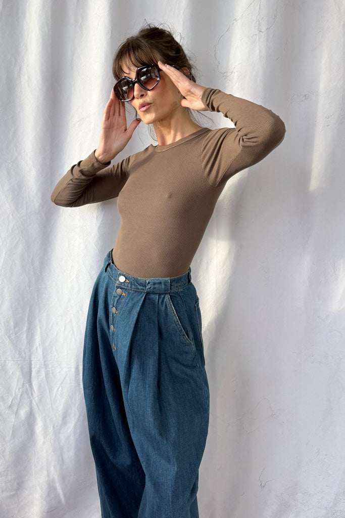 Silk Rib Fitted Crewneck