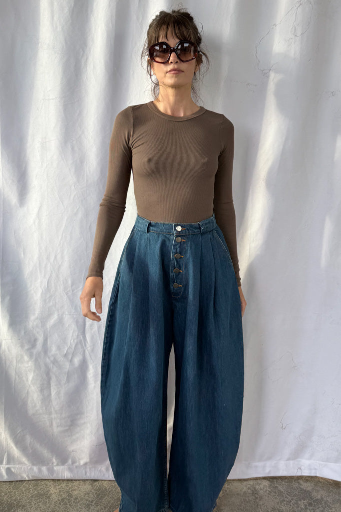 Silk Rib Fitted Crewneck