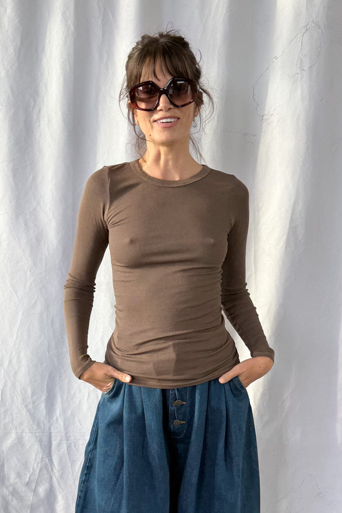 Silk Rib Fitted Crewneck