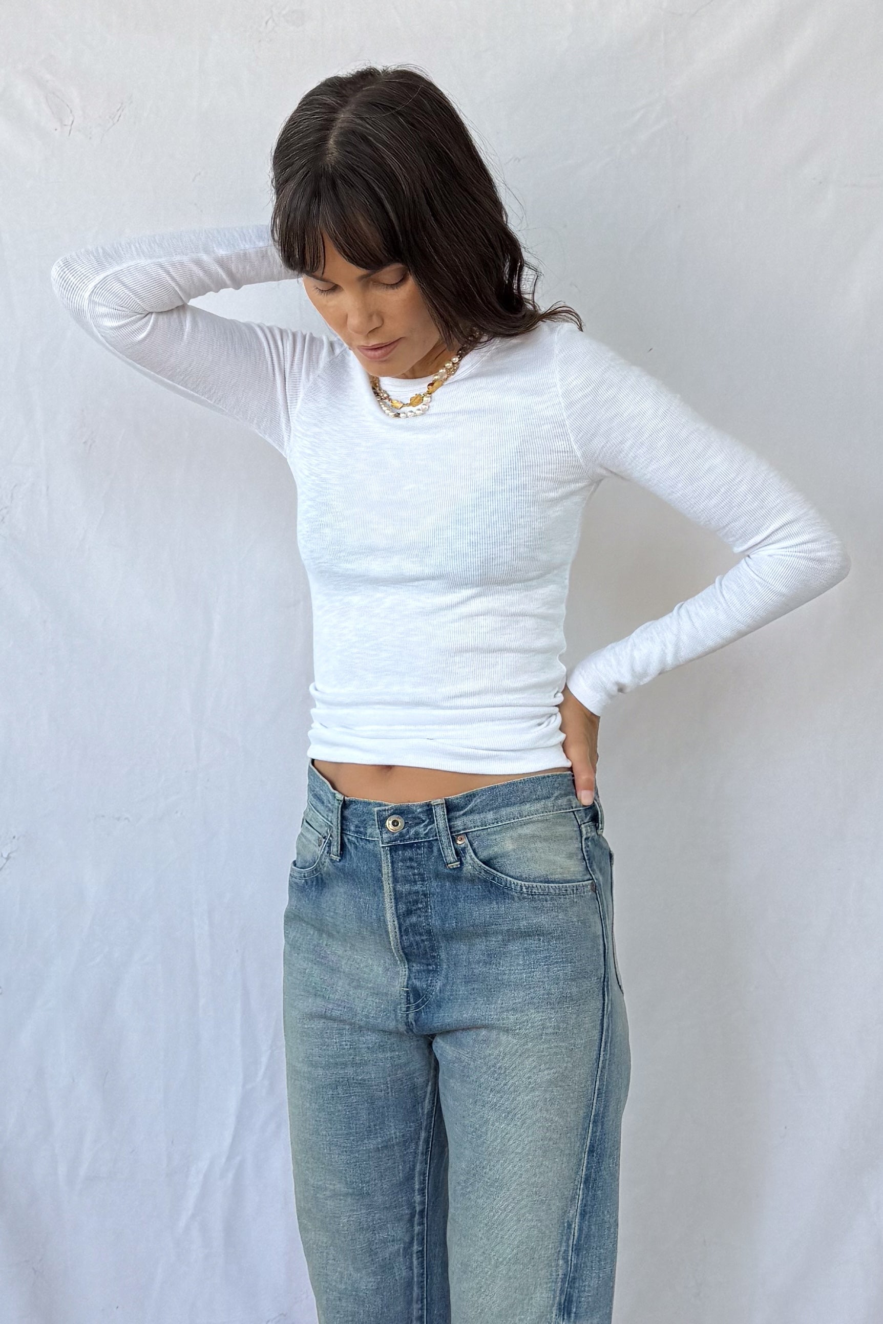 Textured Long Sleeve Crewneck