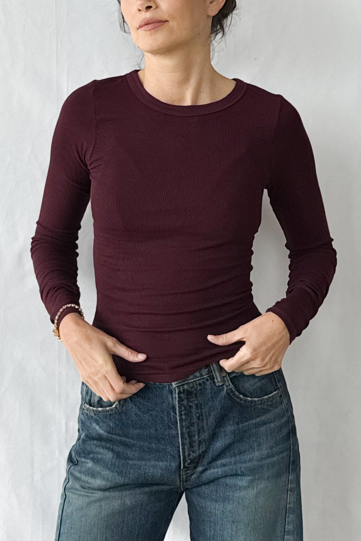 Silk Rib Essential Crewneck